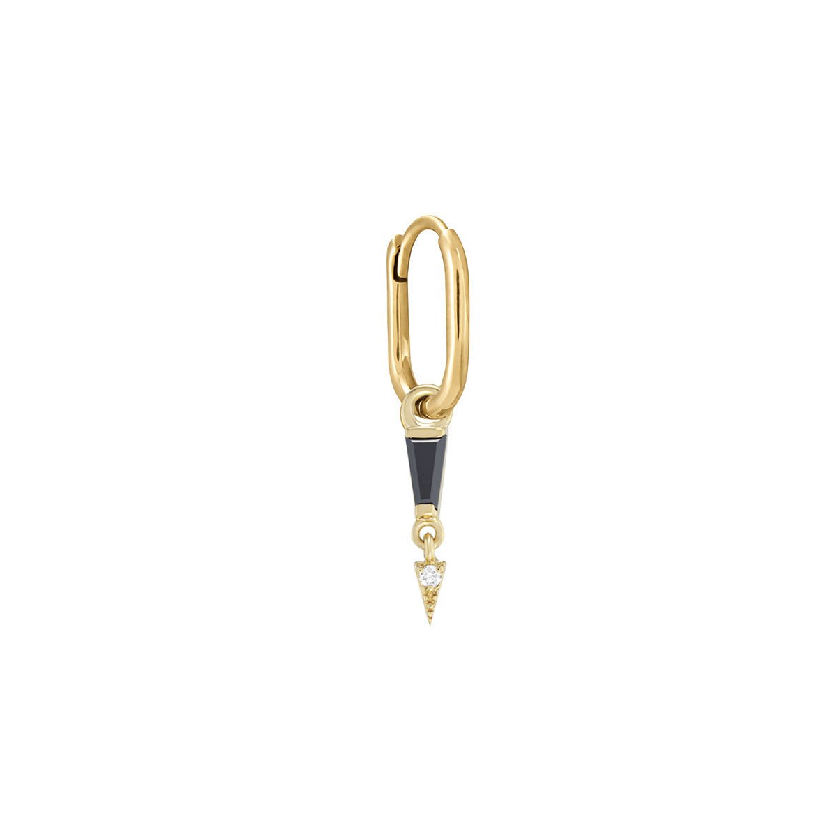 Black Diamond Date Tapered Baguette Single Oval Clicker Hoop Earring