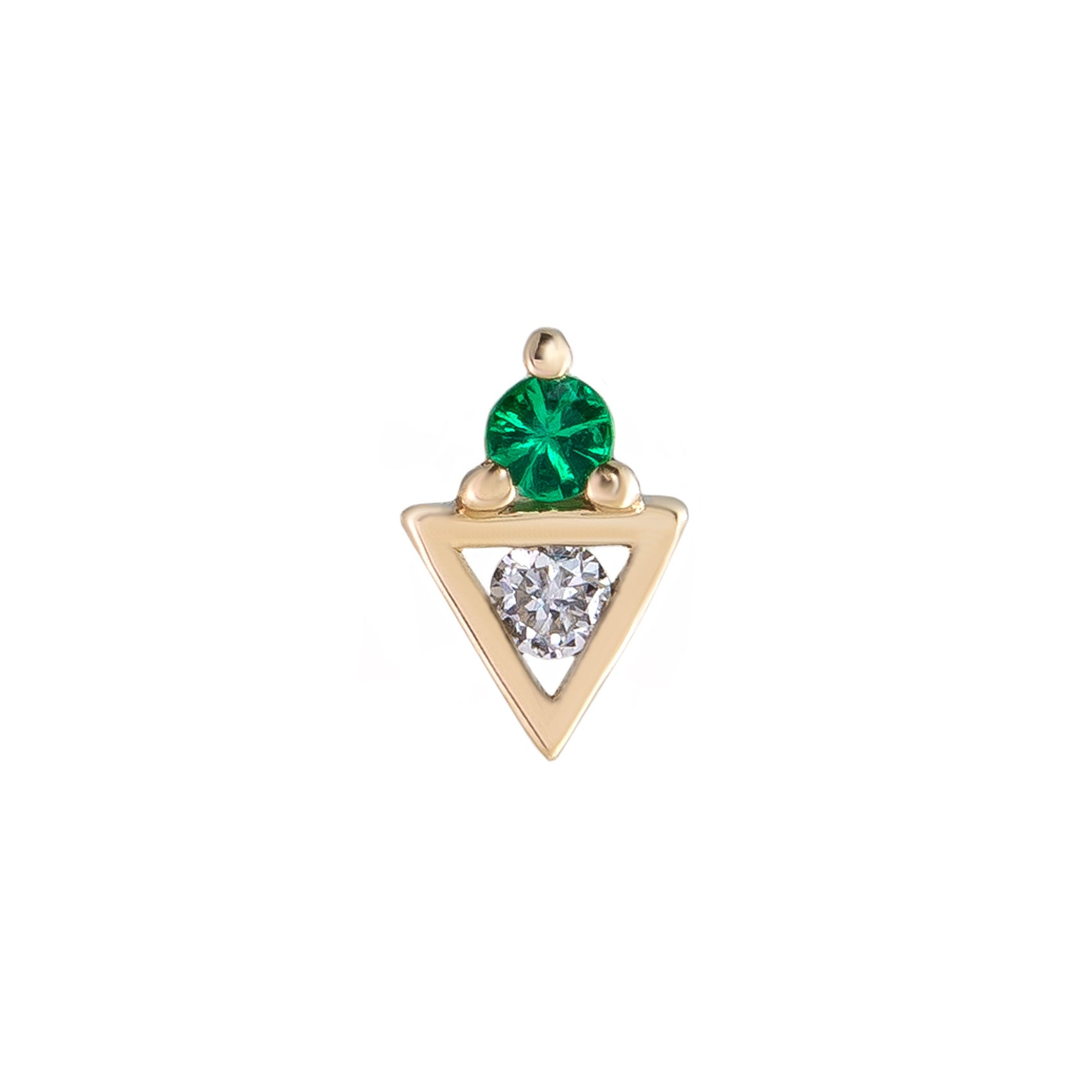 AZ Emerald & Diamond Tri Single Stud Earring