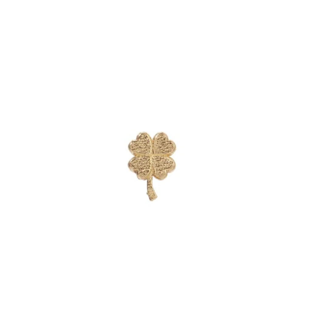 Petite Yellow Gold Clover Single Stud Earring