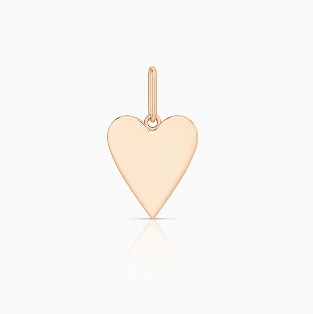 14k gold plated Amaya heart charm with modern minimalist design, 17mm x 15mm x 1mm.