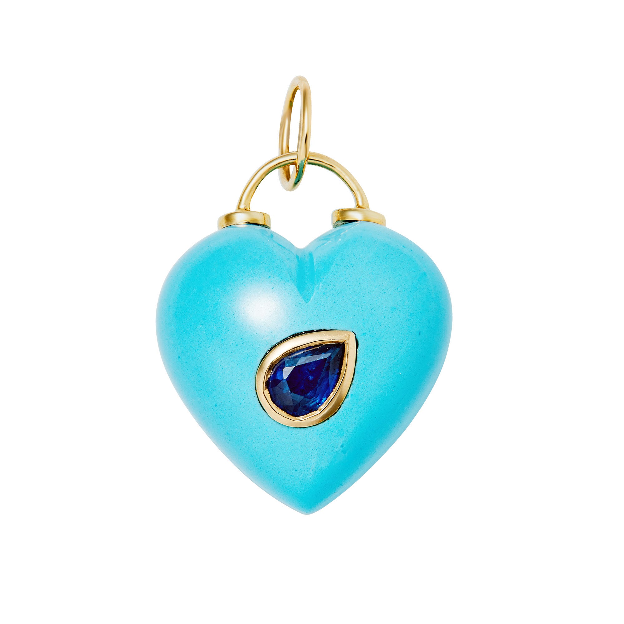 Puffy Turquoise & Sapphire Teardrop Heart