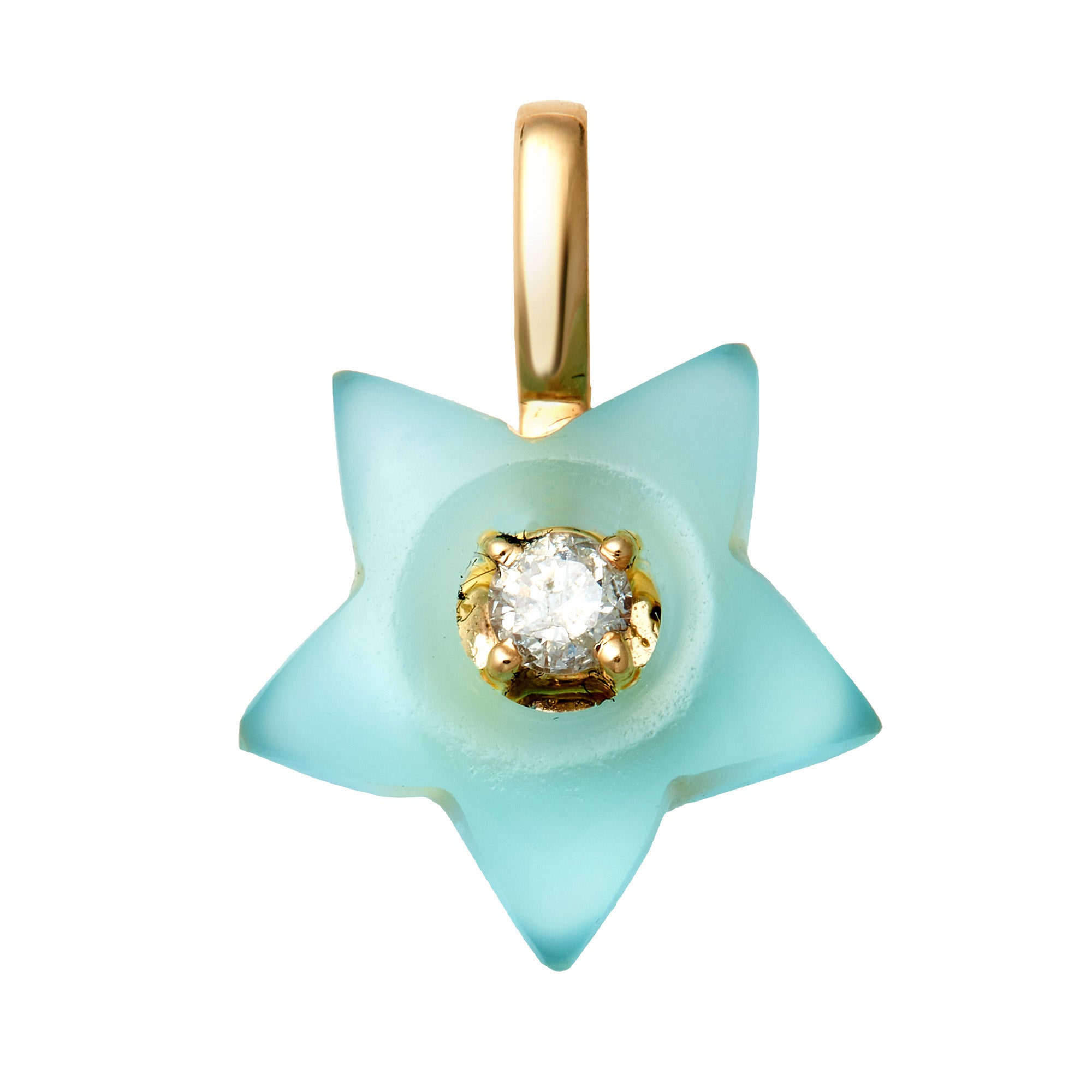 Puffy Blue Chalcedony Diamond Star Charm