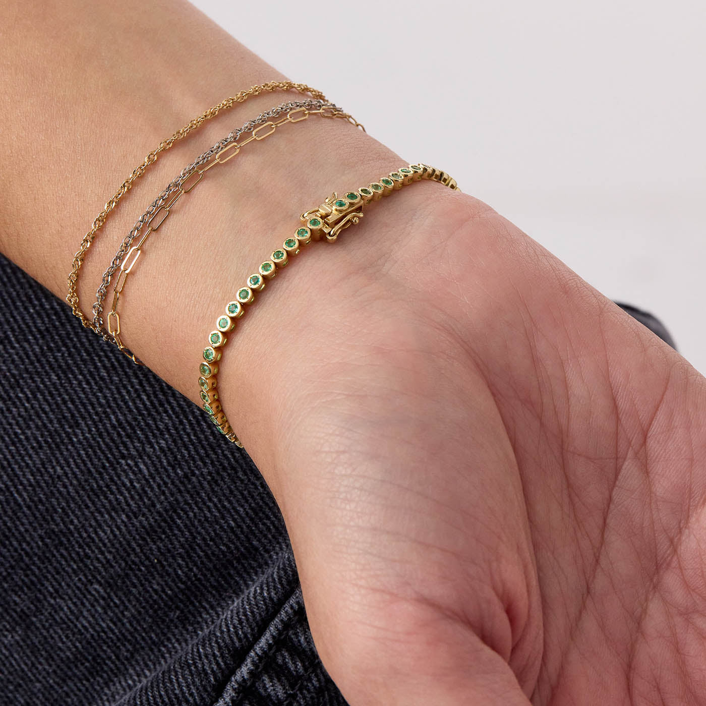 Bezel Set Emerald Tennis Bracelet