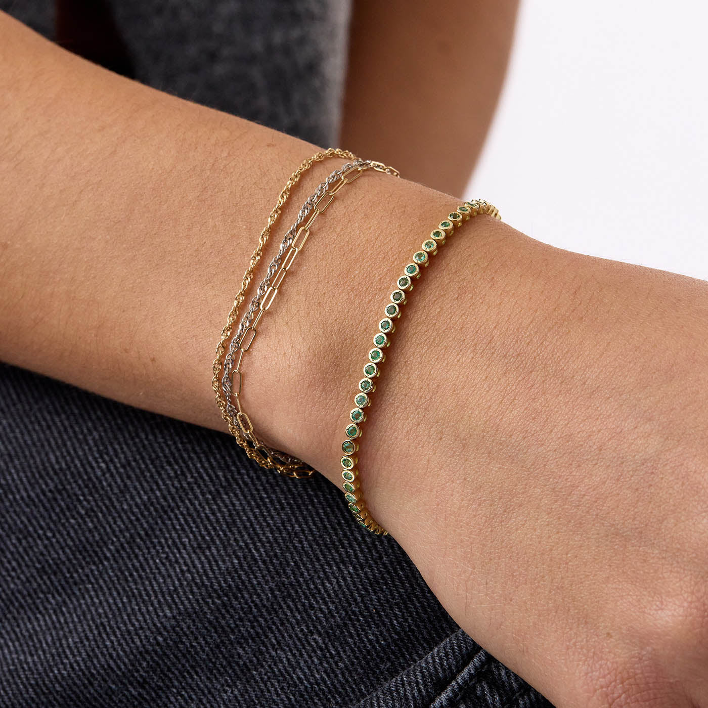 Bezel Set Emerald Tennis Bracelet