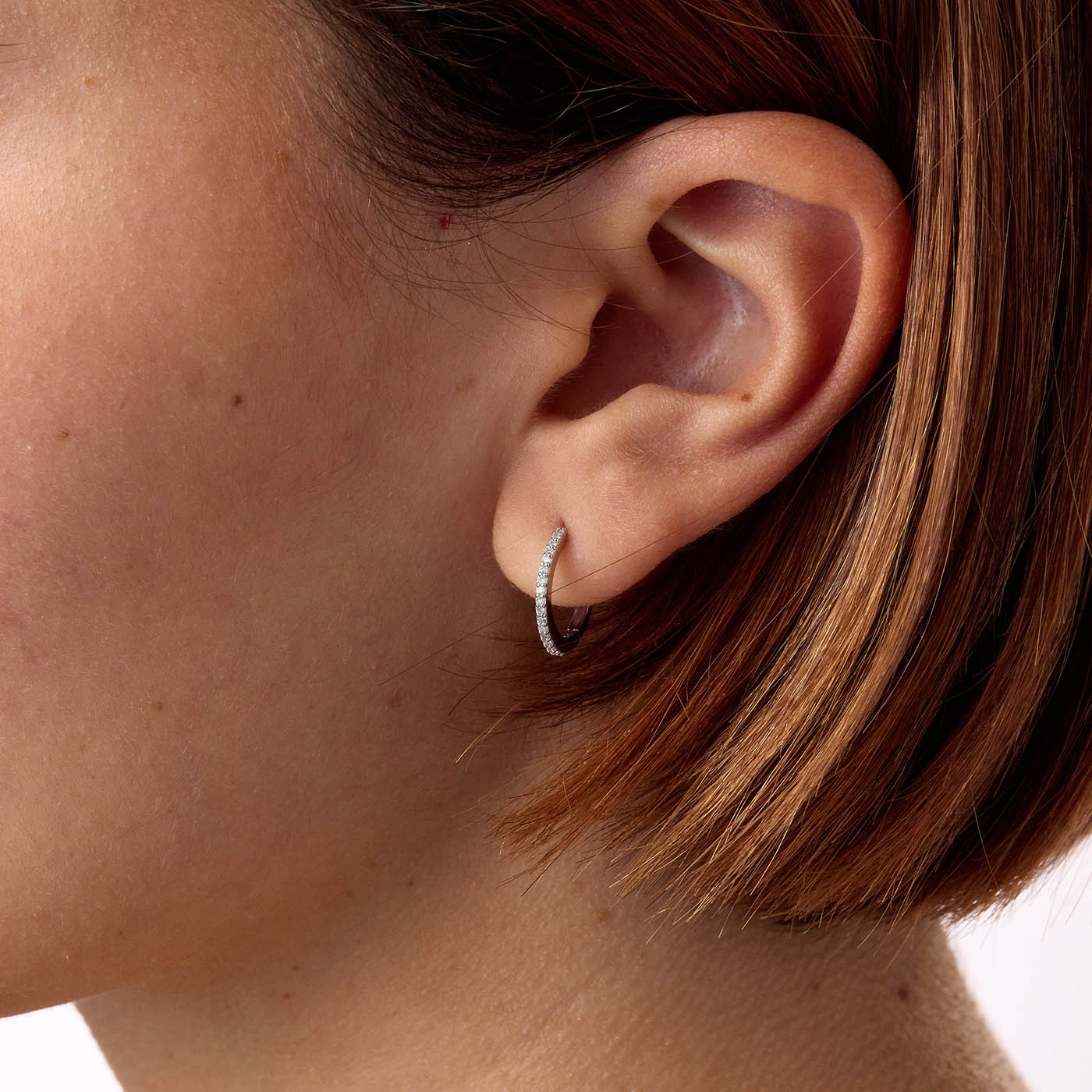 Pavé Diamond Single Huggie Hoop Earring