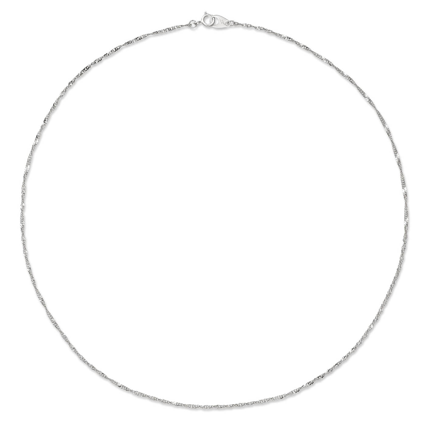 Thin Helix Necklace in solid white gold, showcasing a delicate twisted design, available for customization at Brave Daughters.