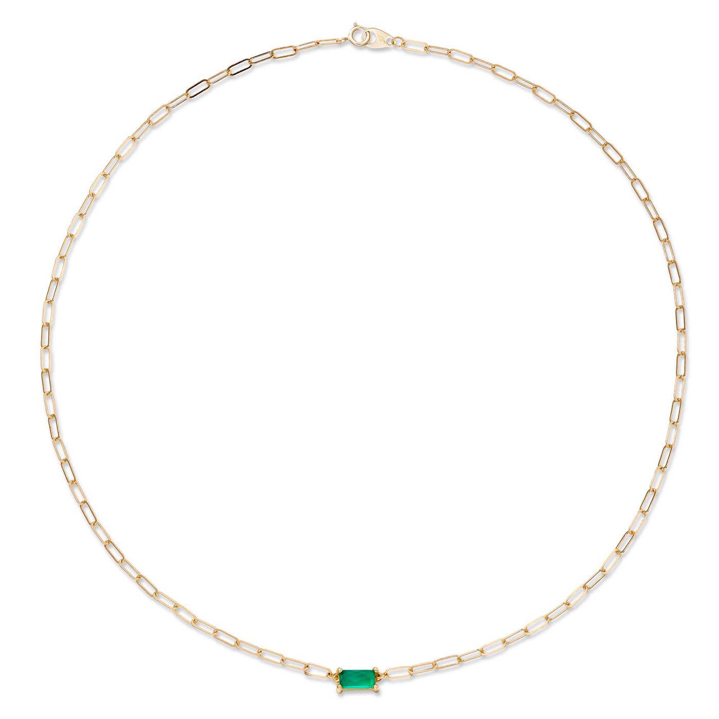 Green Onyx Paperclip Chain Necklace