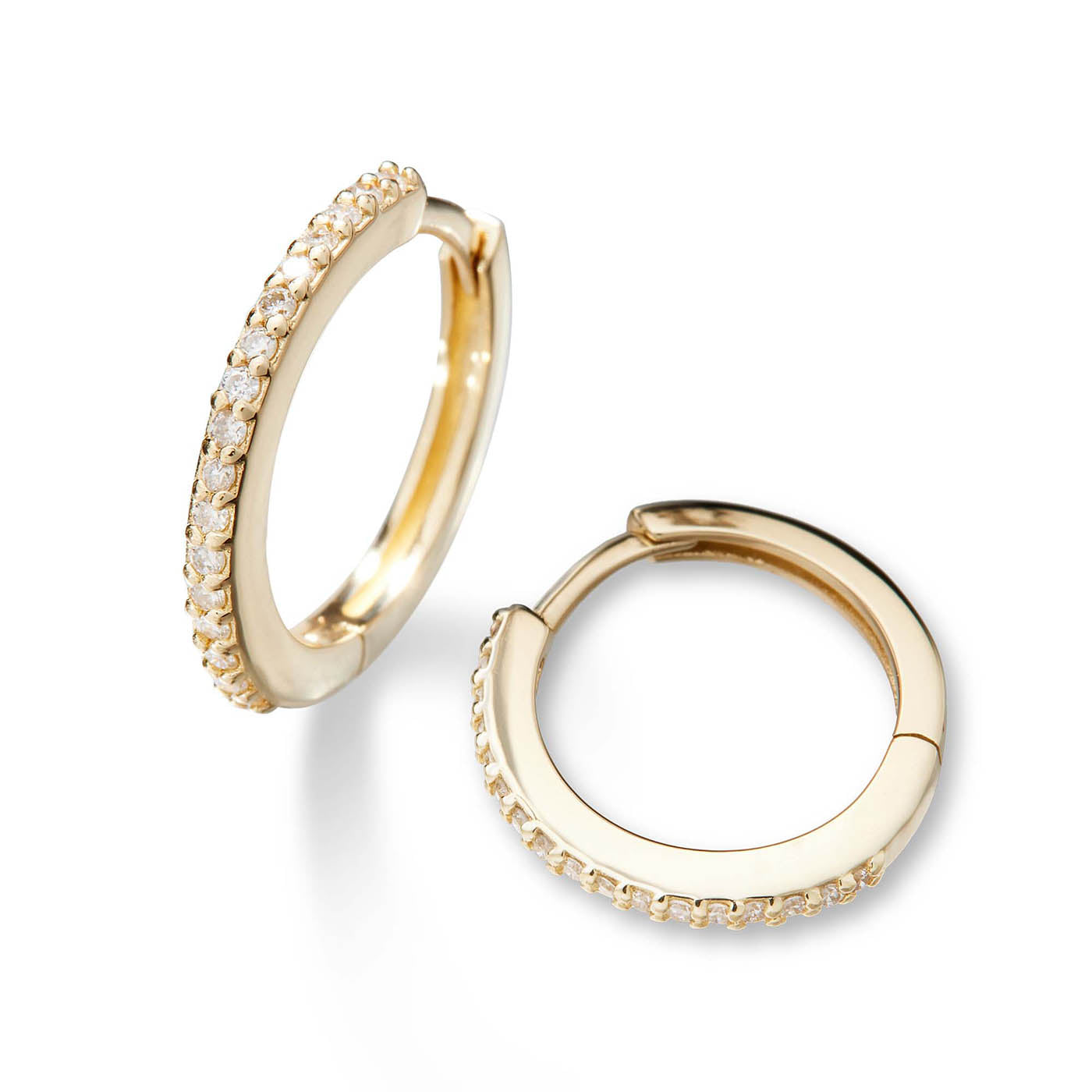 Pavé Diamond Single Huggie Hoop Earring
