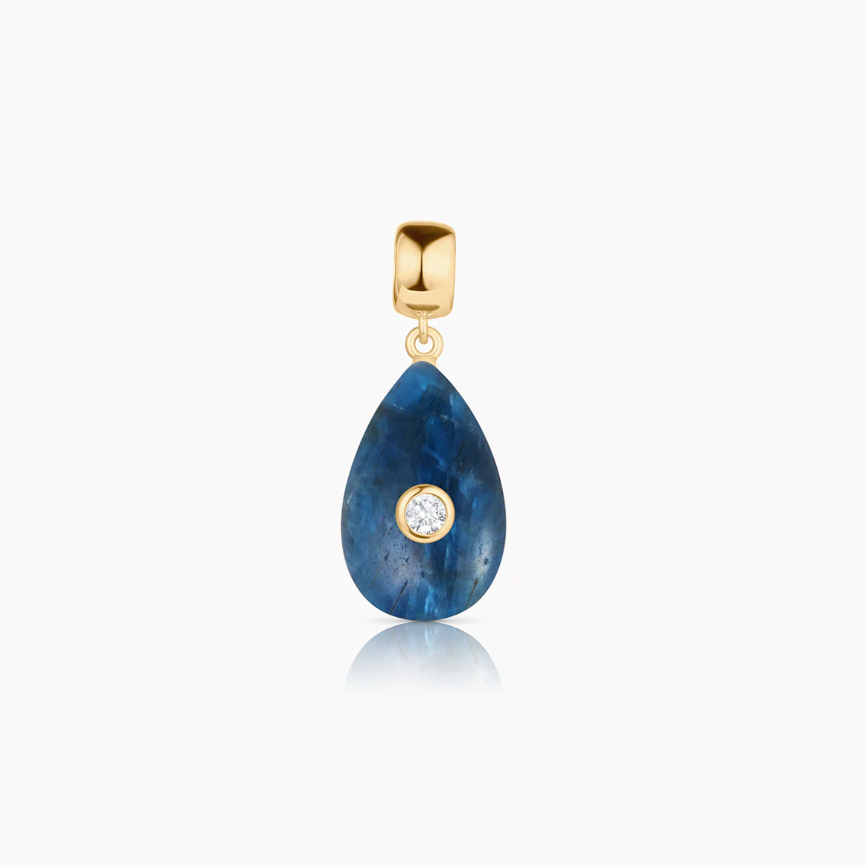 14k gold plated teardrop apatite bail charm with cubic zirconia.