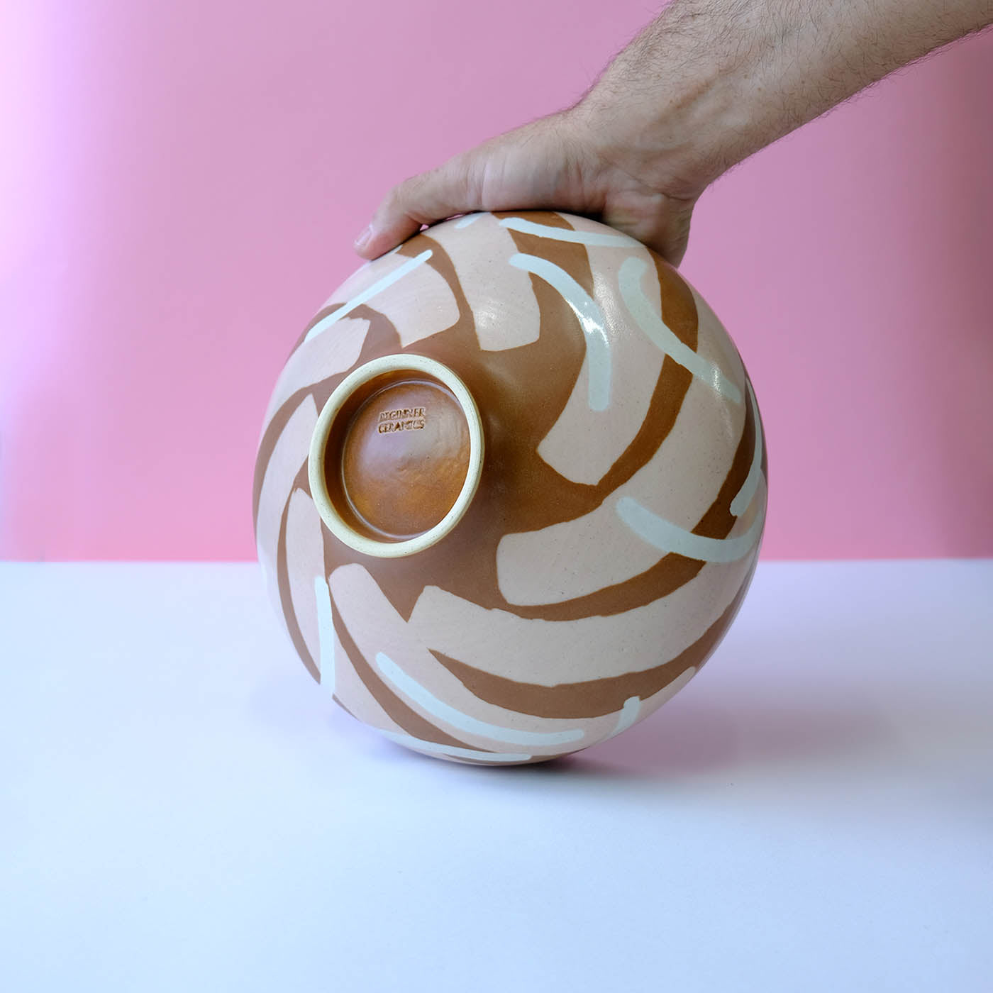 Hazelnut and Peach Serving Bowl