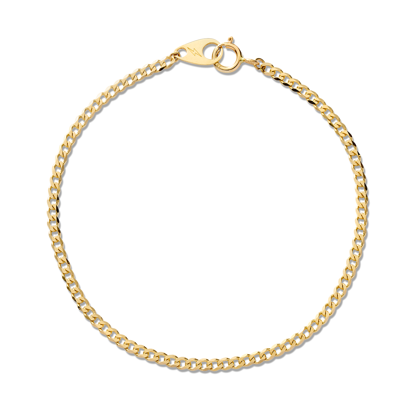 14K gold curb chain bracelet with a lobster clasp, suitable for stacking or wearing alone, from Brave Daughters jewelry brand.