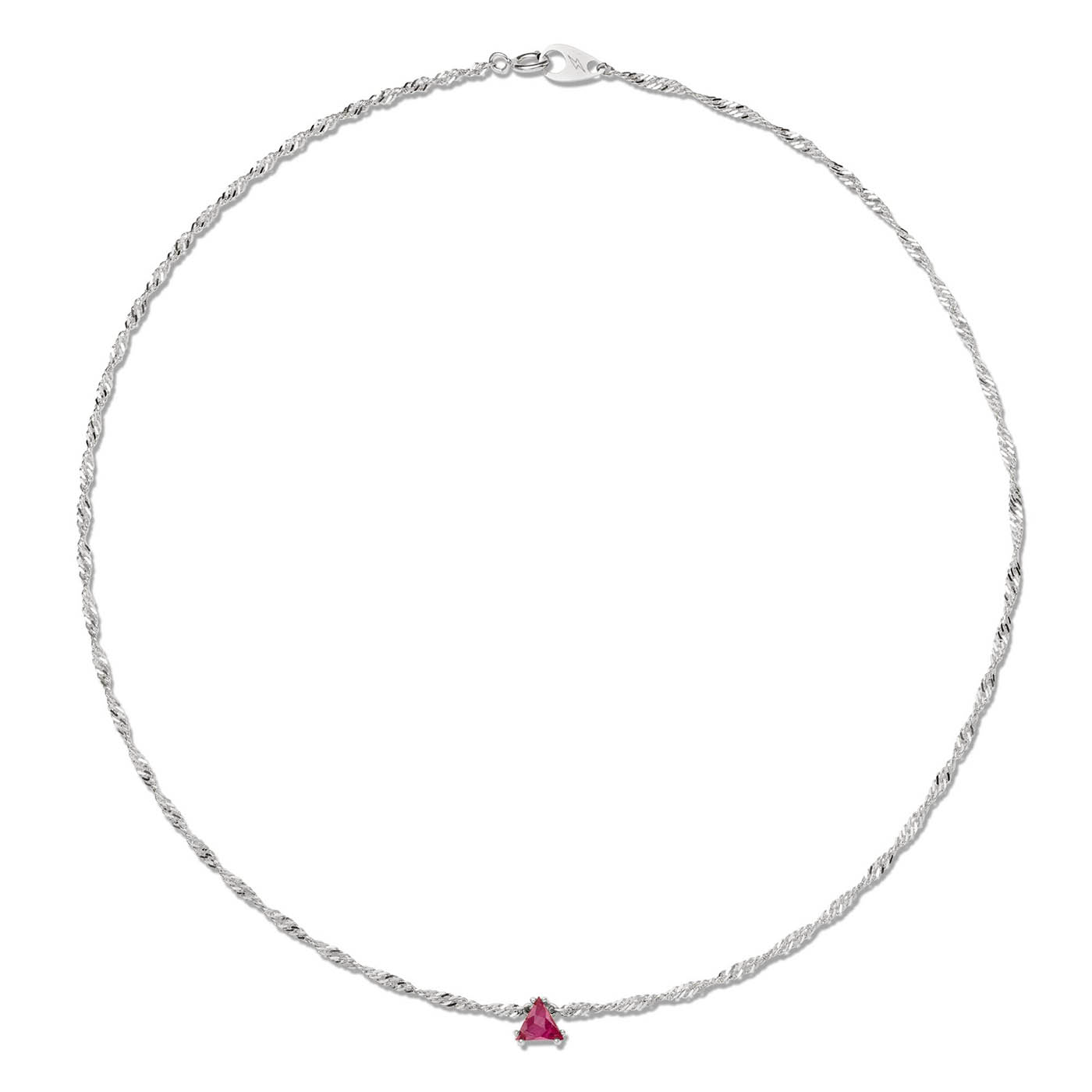 Thick Helix Ruby Trillion Necklace
