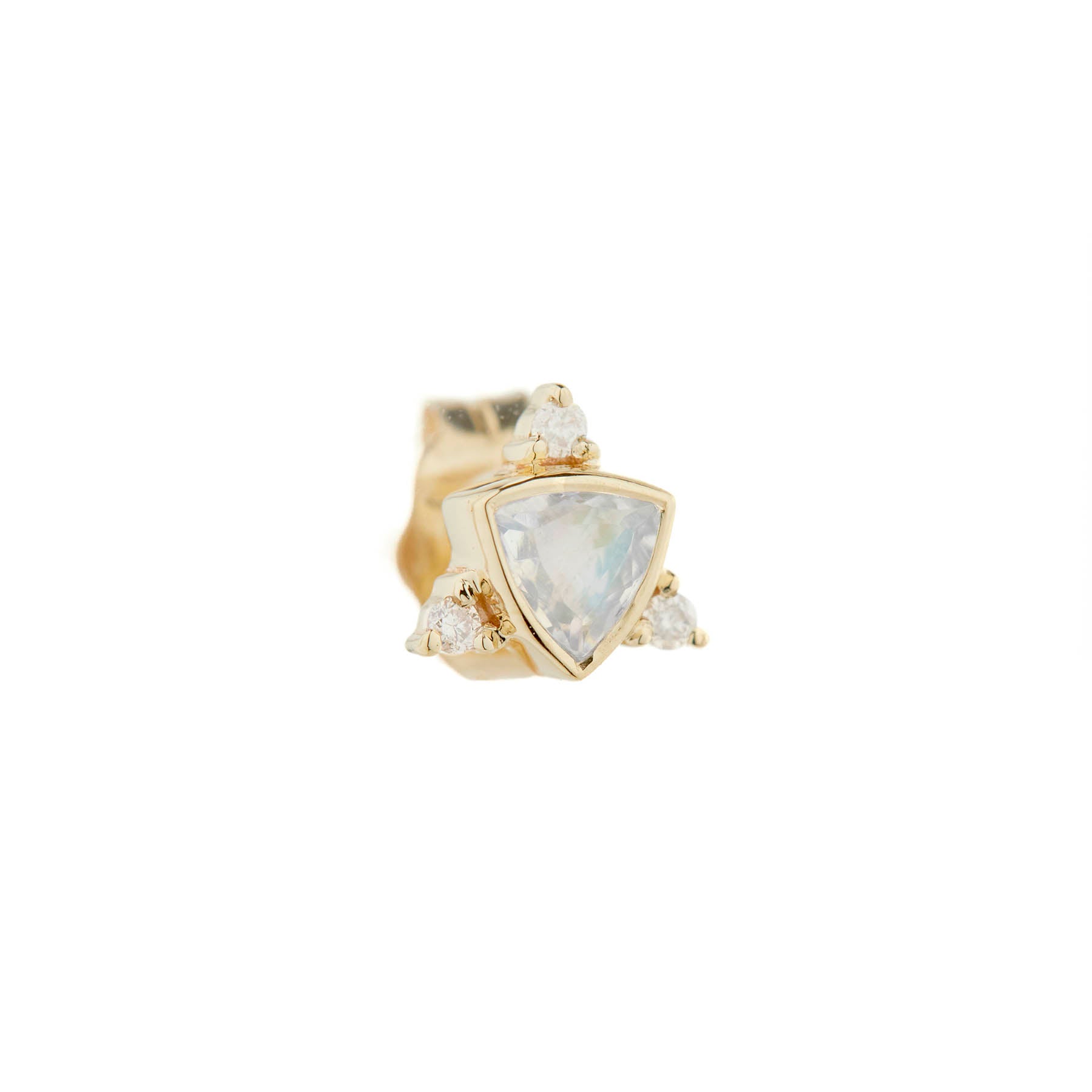 Triangle Moonstone & Diamond Single Stud Earring