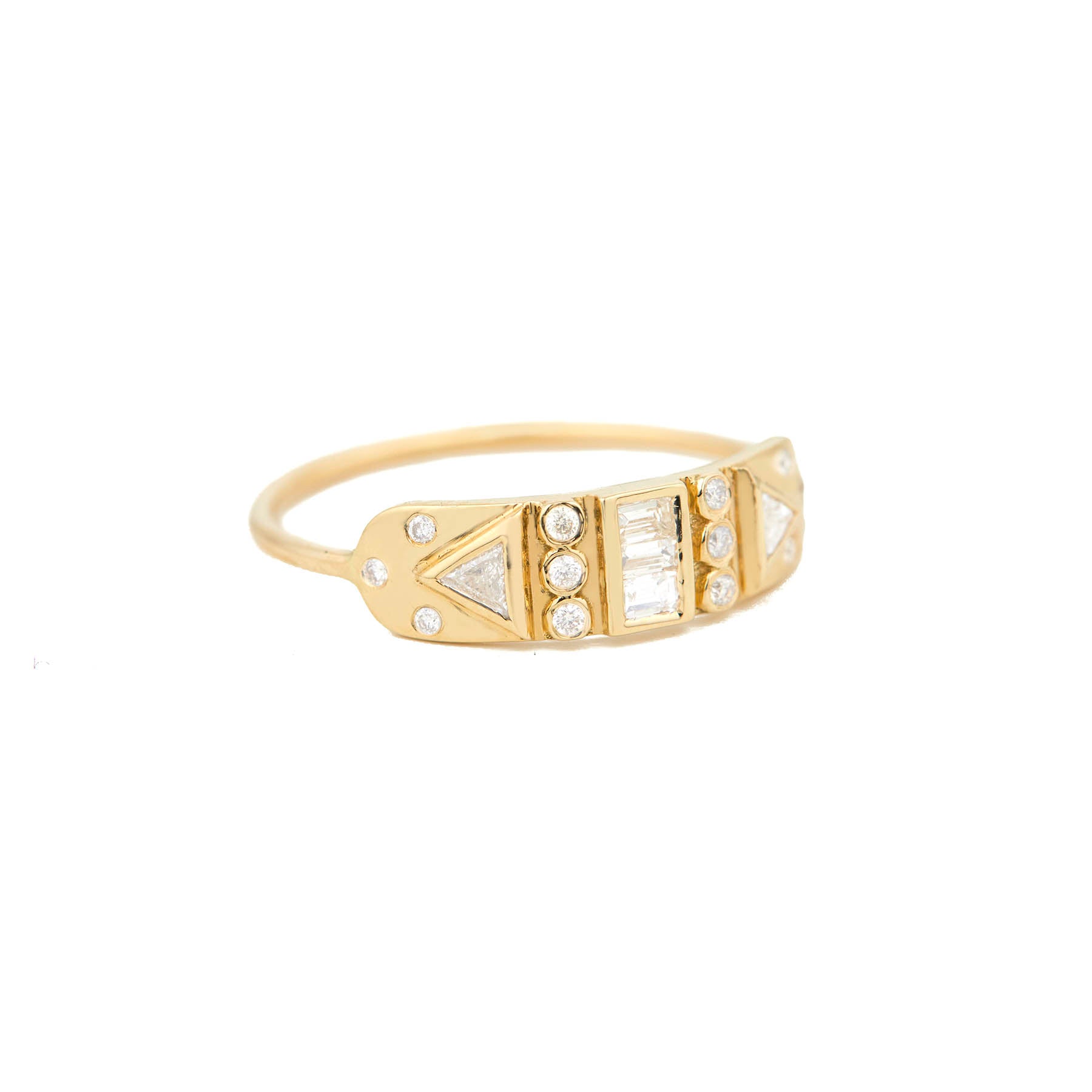 Baguettes & Triangles Diamond Totem Ring