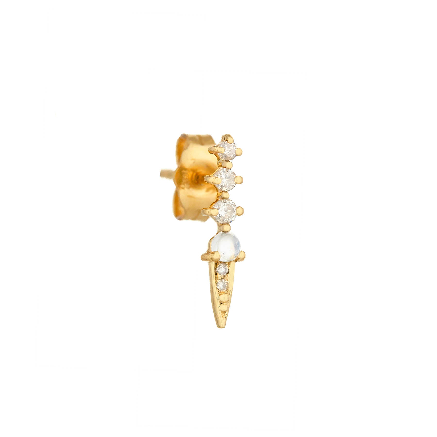 Moonstone & Diamond Spike Single Stud Earring