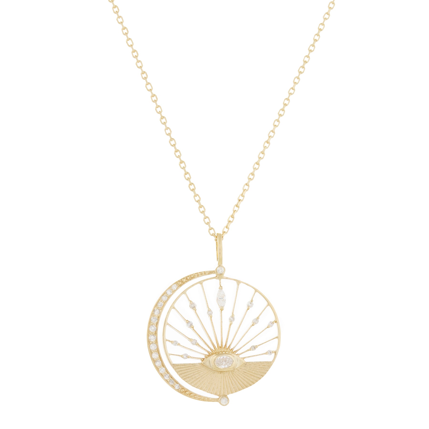 Dream Maker Oval Diamond & Moon Crescent Chain Necklace