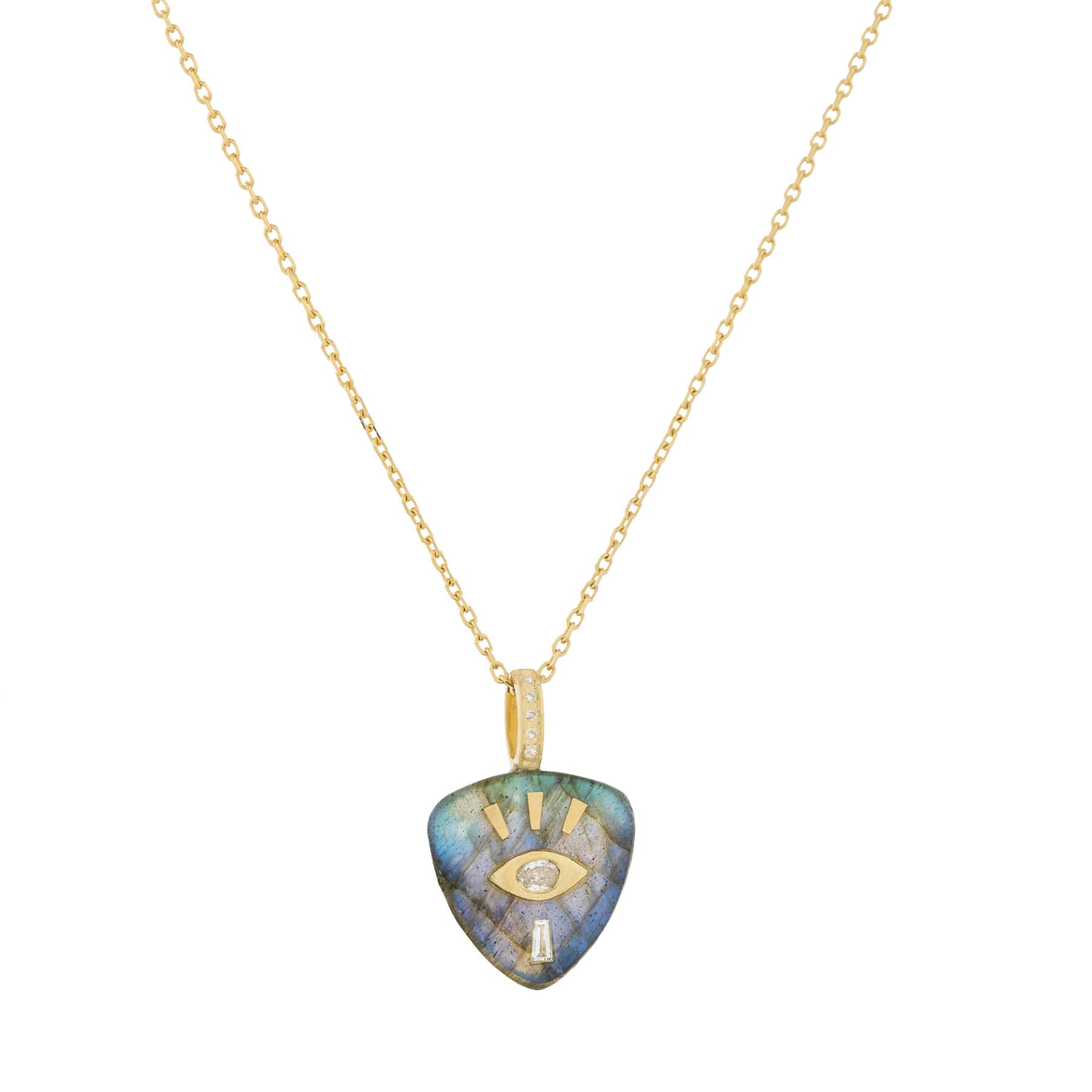 Labradorite Diamond Eye Chain Necklace