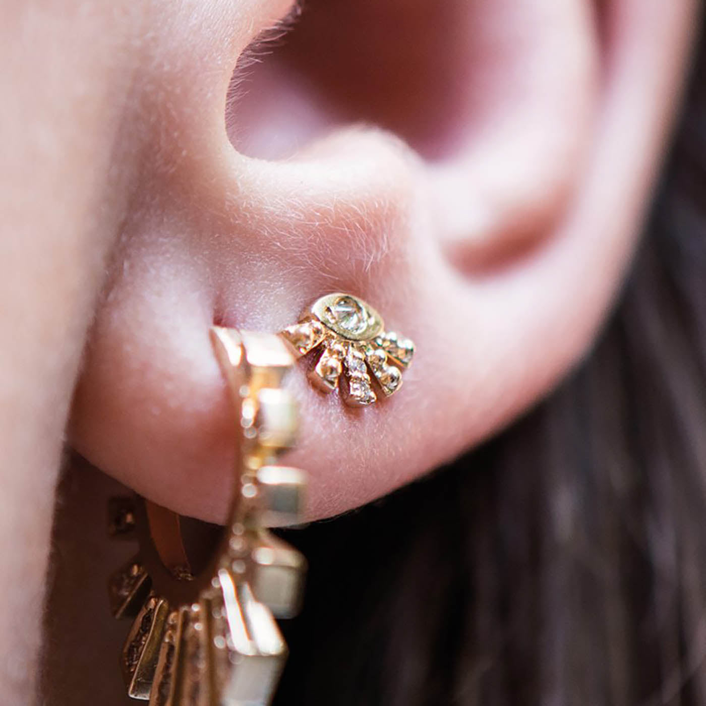 Sun Eye Diamond Single Stud Earring