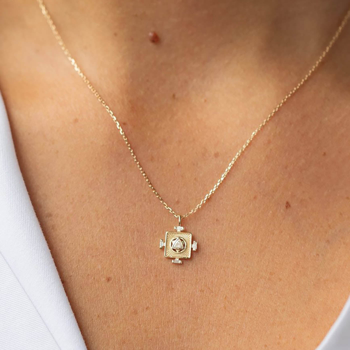 Yantra with Trillion Diamond Necklace