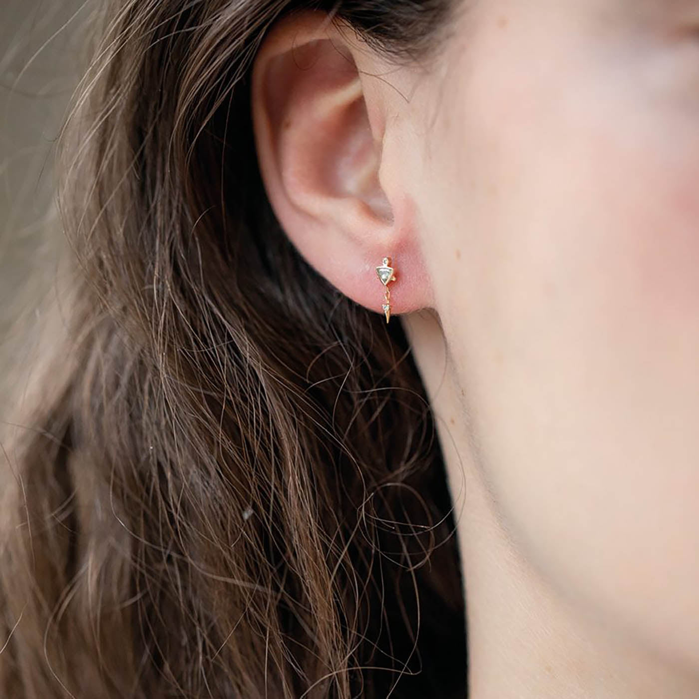 Diamond Triangle Single Stud Earring