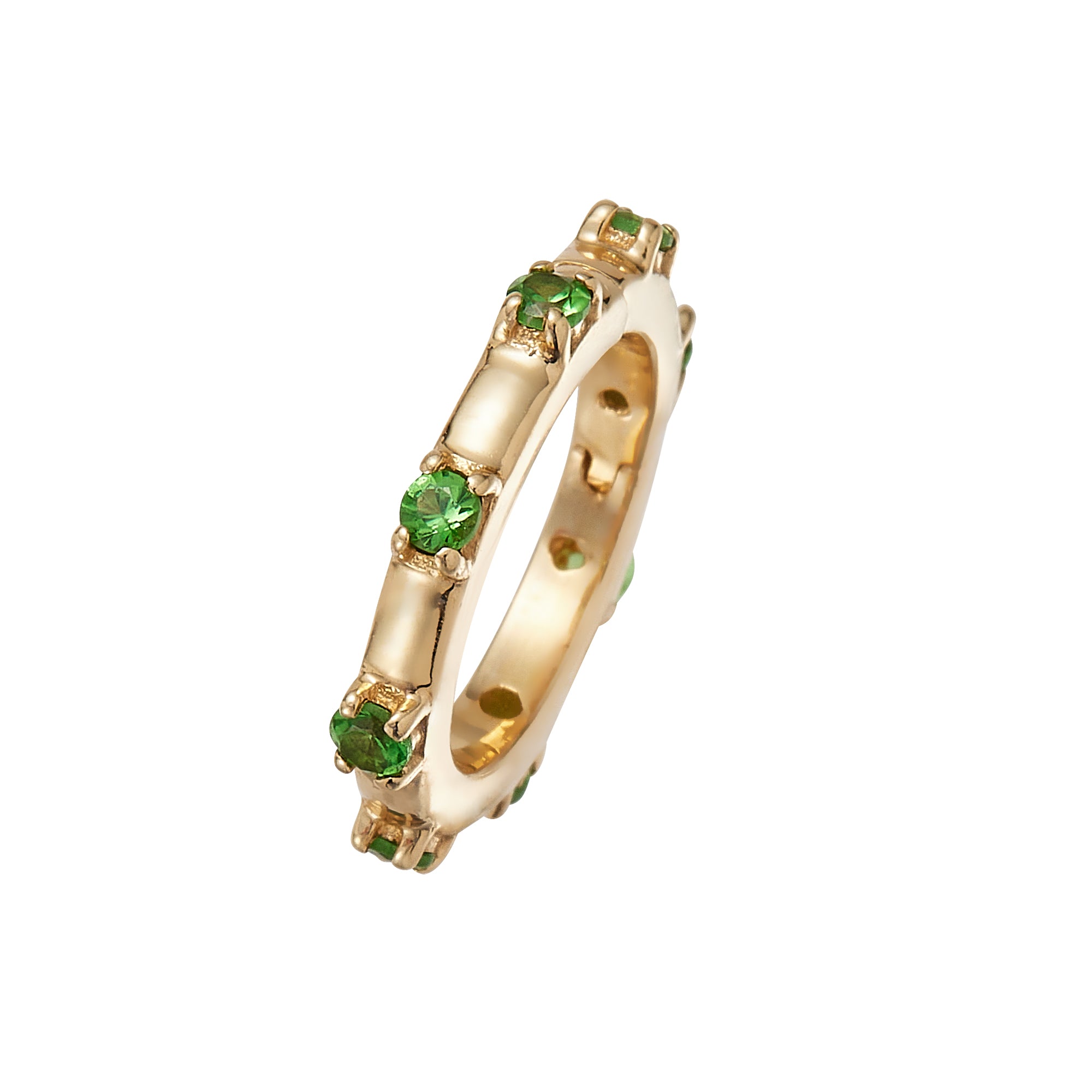 Round Baby Lock with Prong Set Emeralds