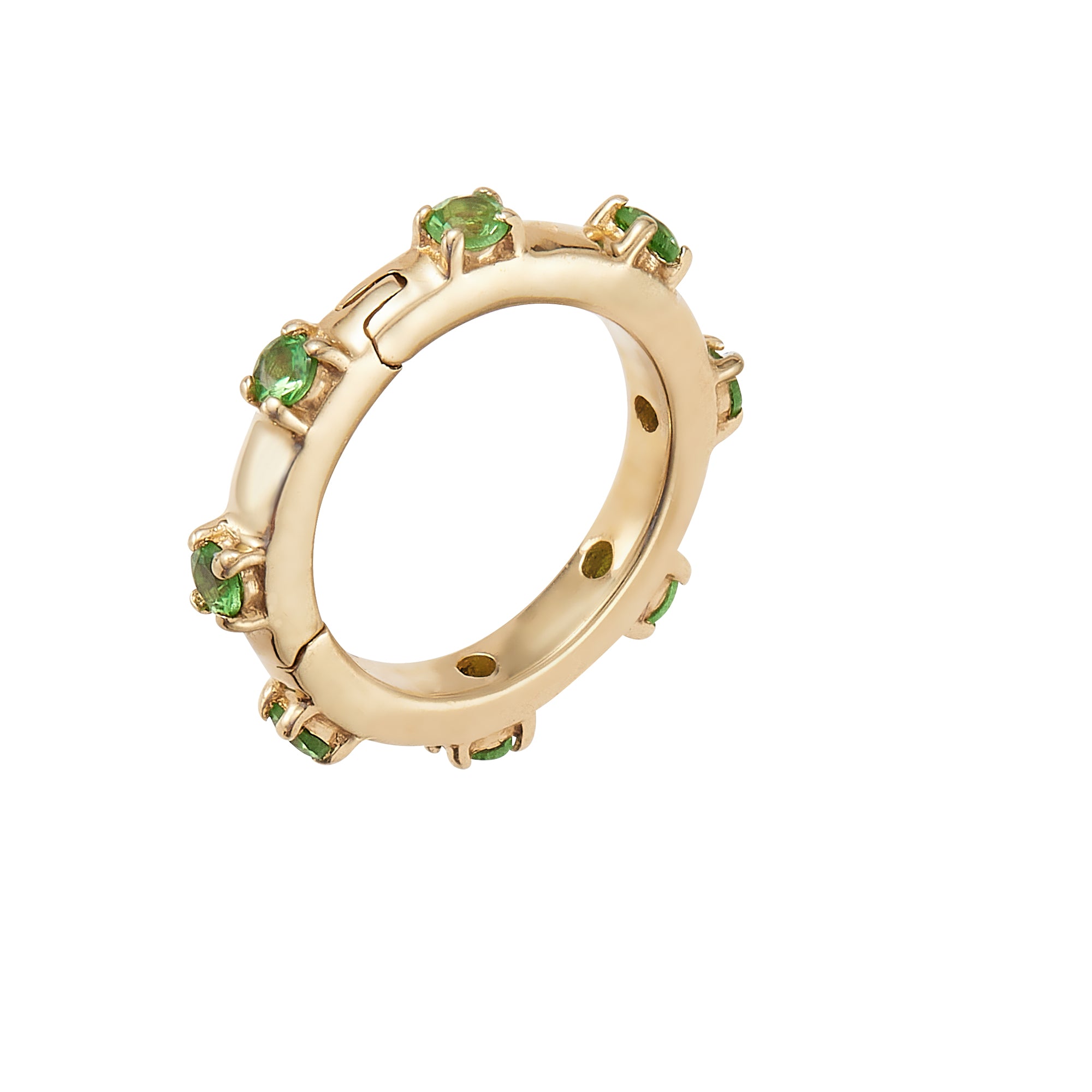 Round Baby Lock with Prong Set Emeralds