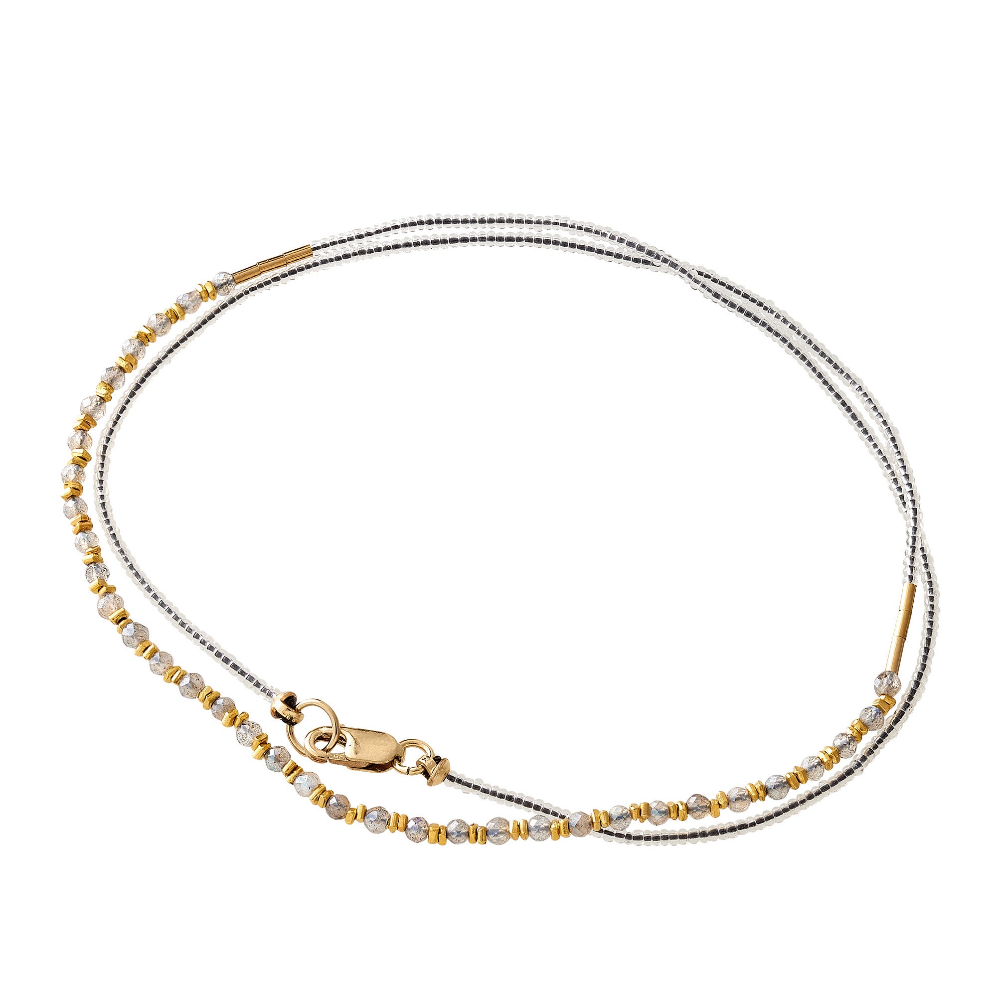 Labradorite and Clear Vermeil Beaded Necklace/Wrap Bracelet