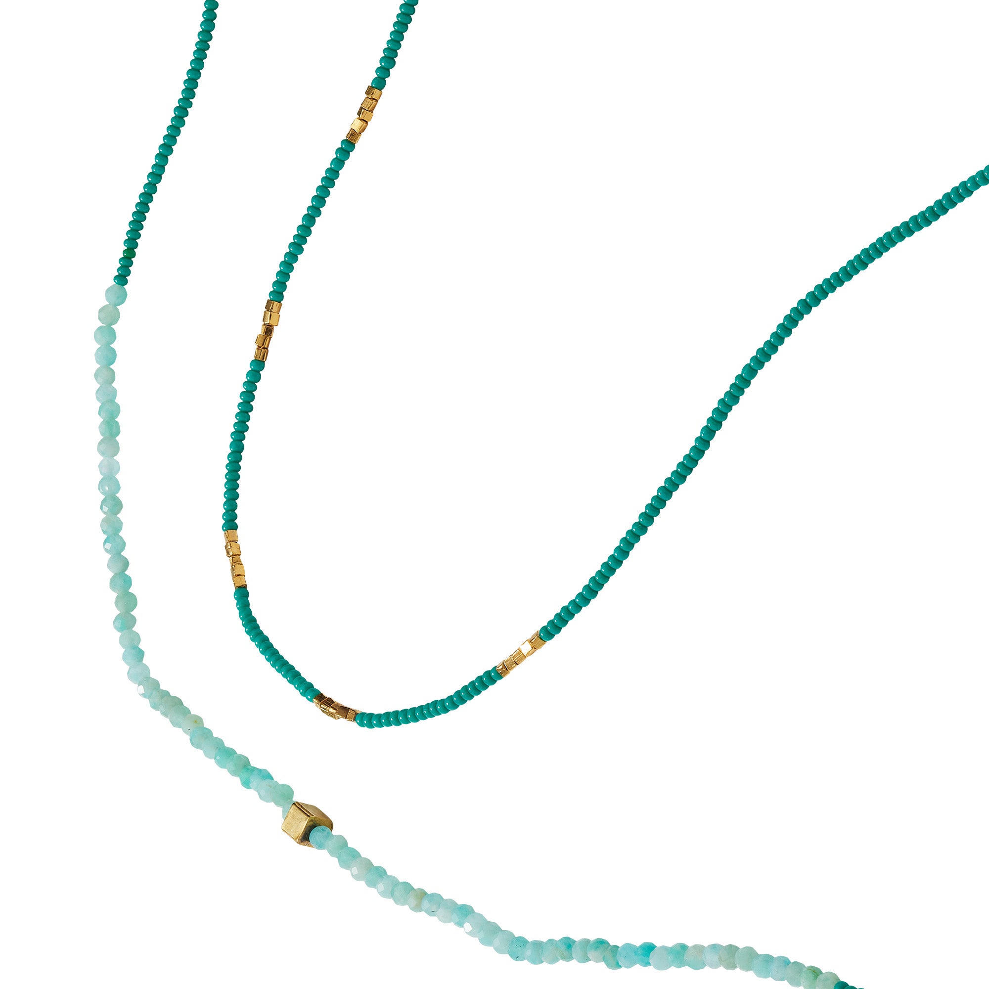 Jade and Amazonite Vermeil Double Beaded Necklace