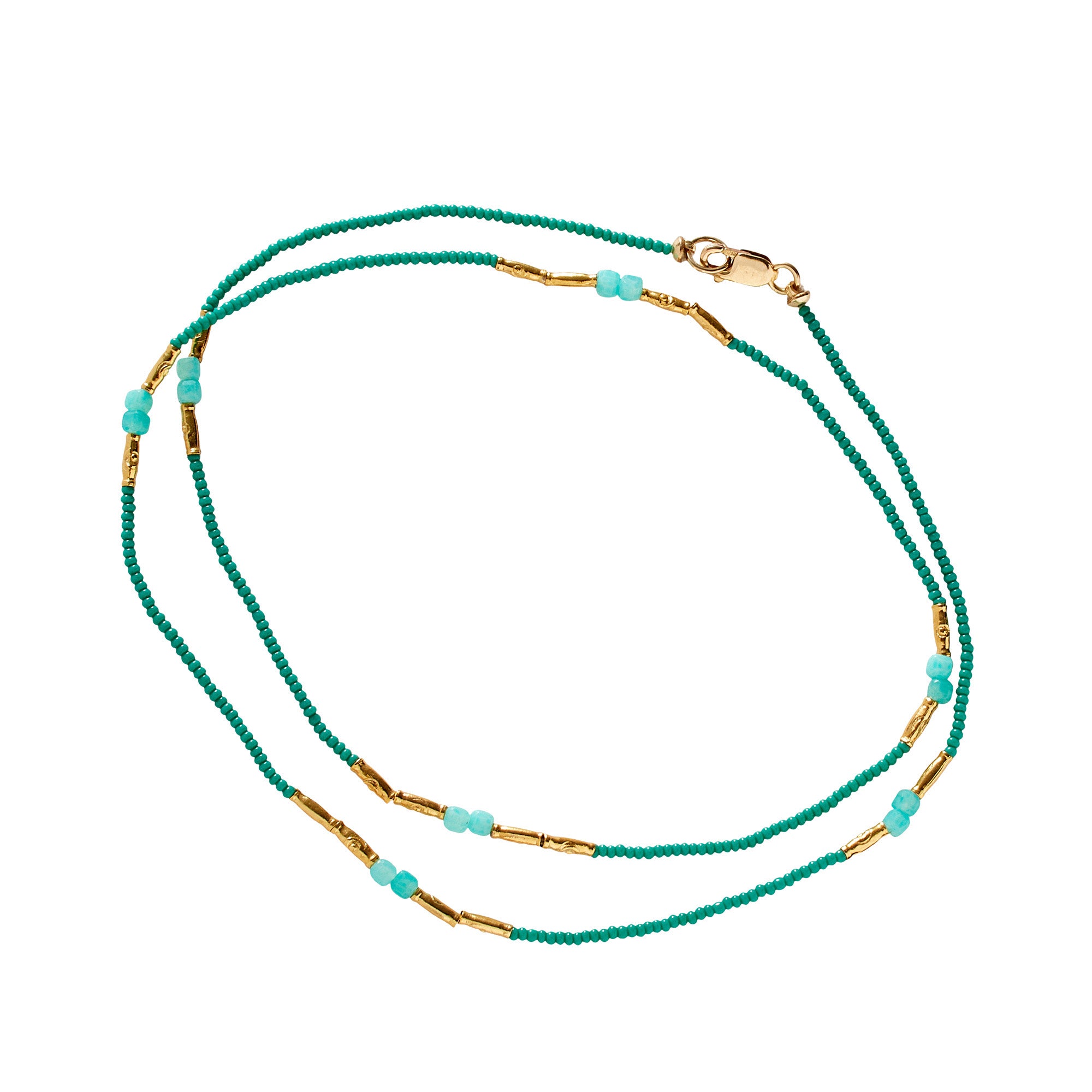 Jade and Amazonite Vermeil Beaded Necklace/Wrap Bracelet