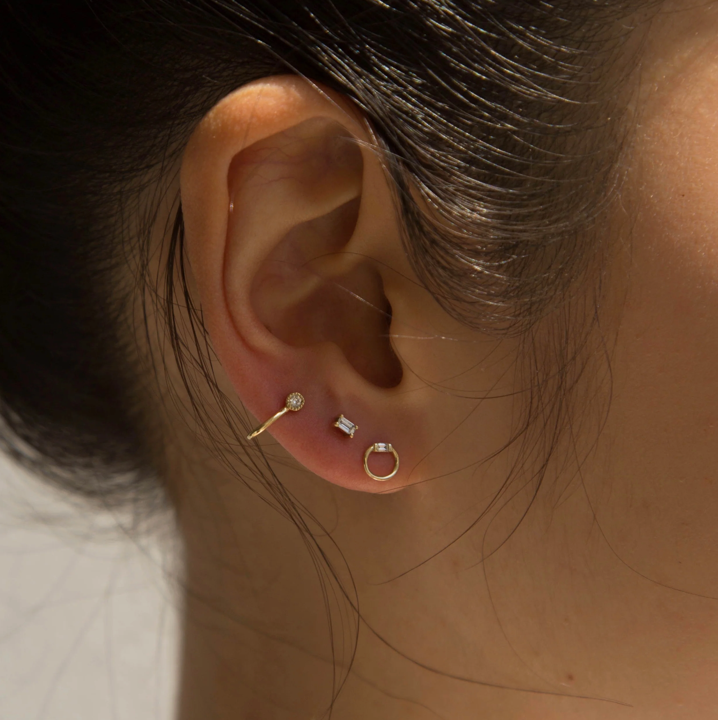 Diamond Baguette Single Stud Earring