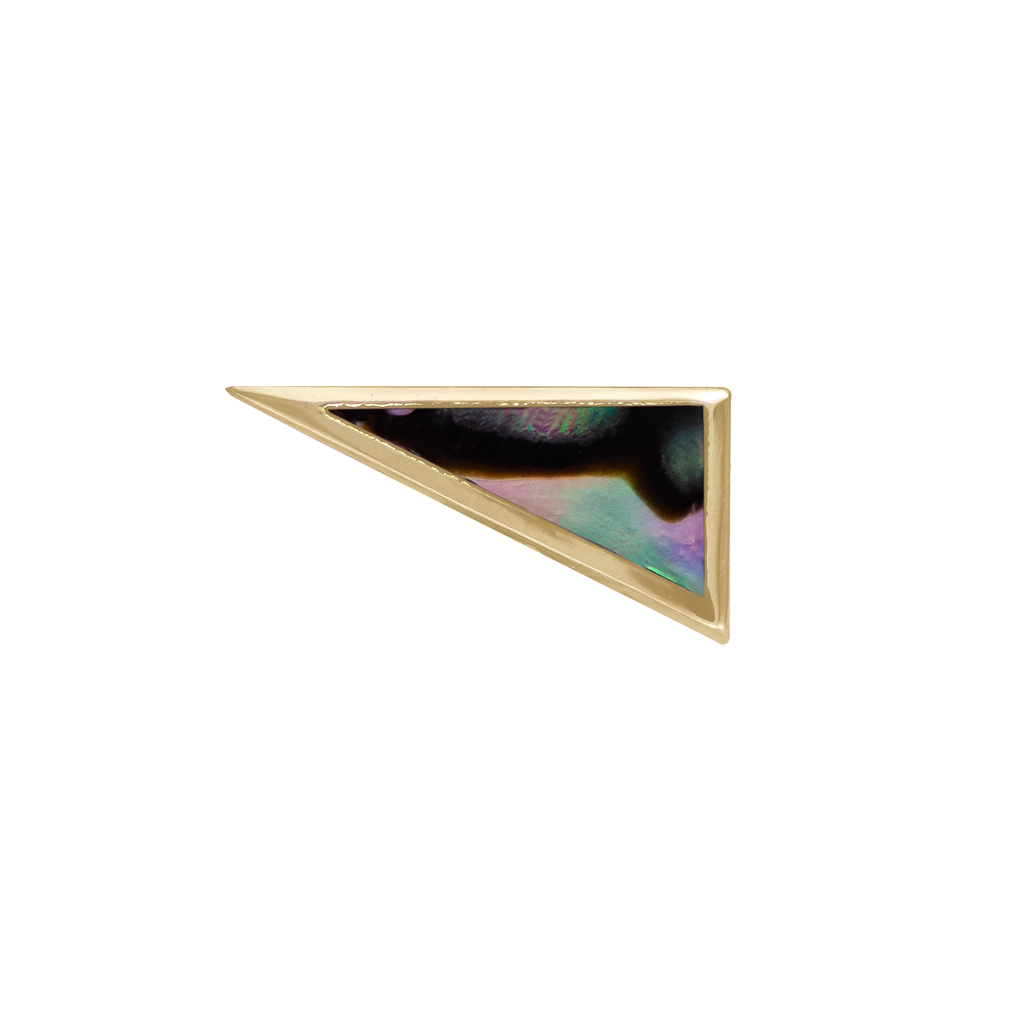 Abalone Elongated Triangle Single Stud Right Earring