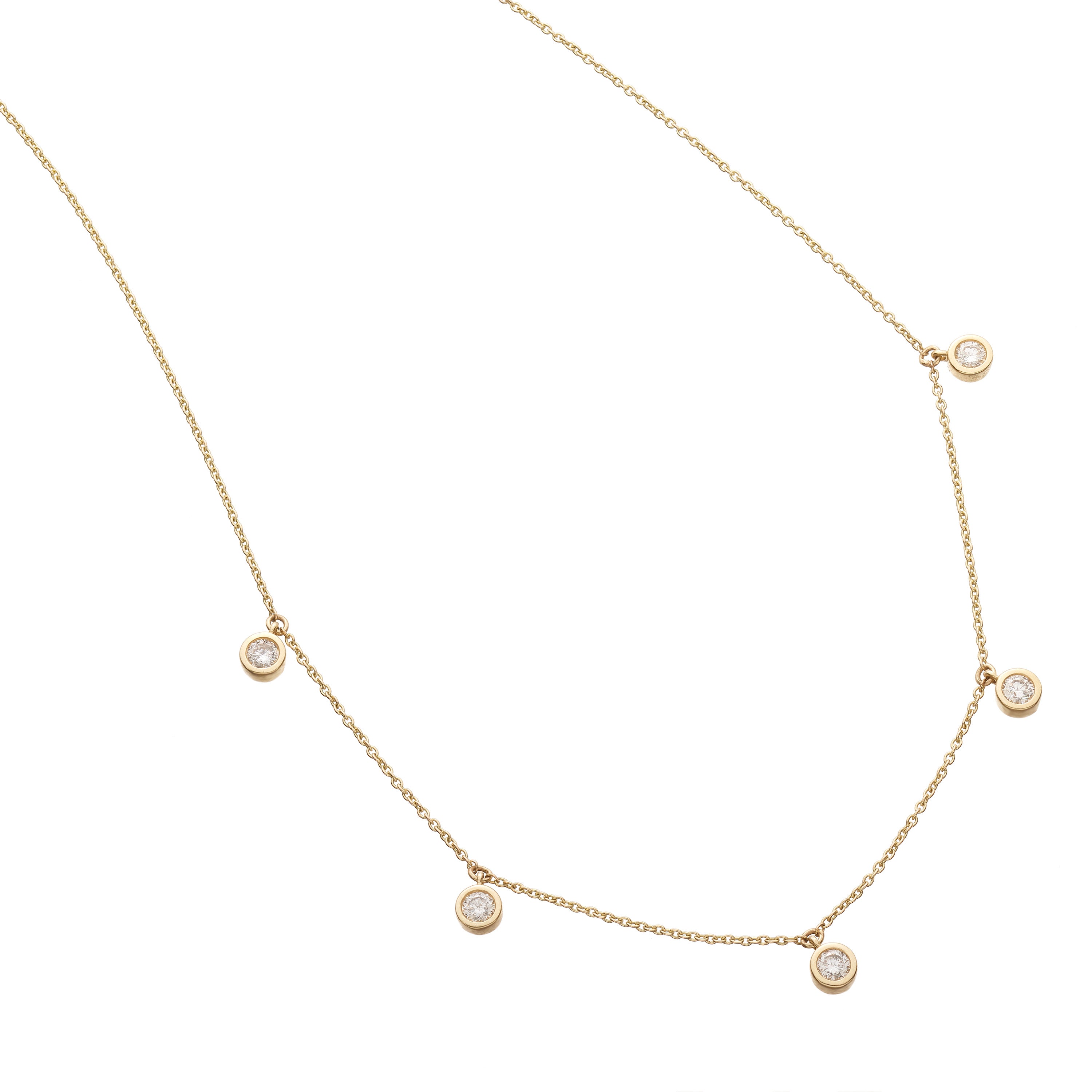 Yellow Gold Diamond Drops Necklace