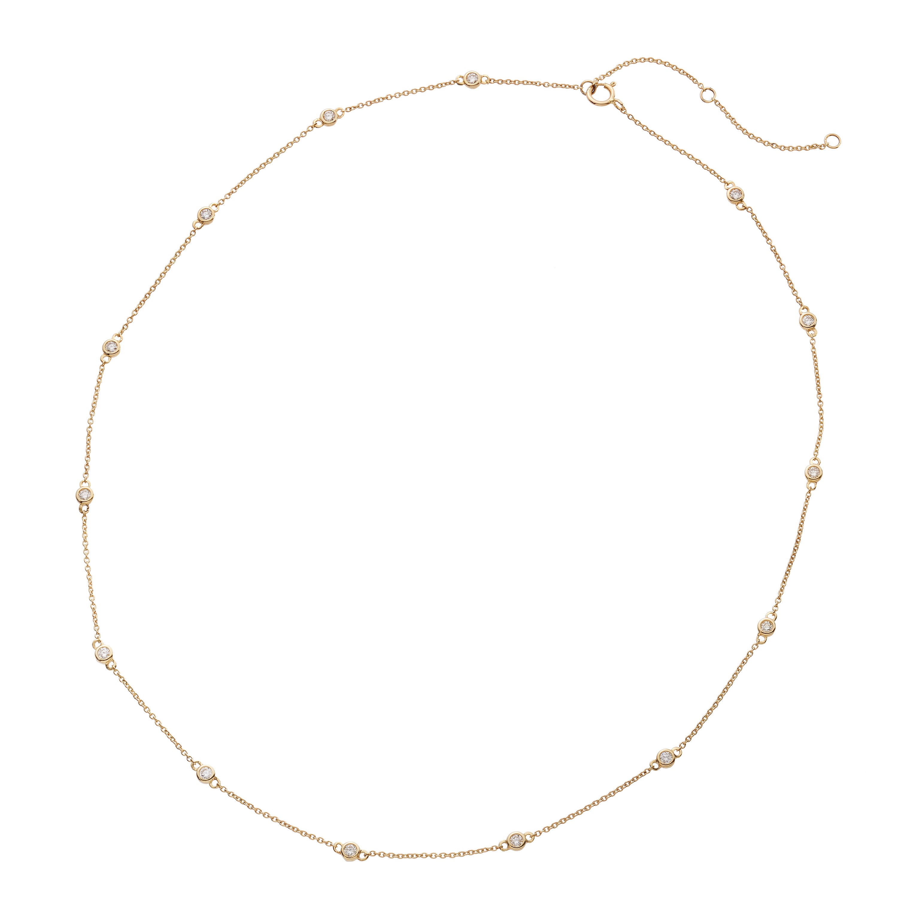 Yellow Gold Chain Necklace with Bezel Set Diamonds