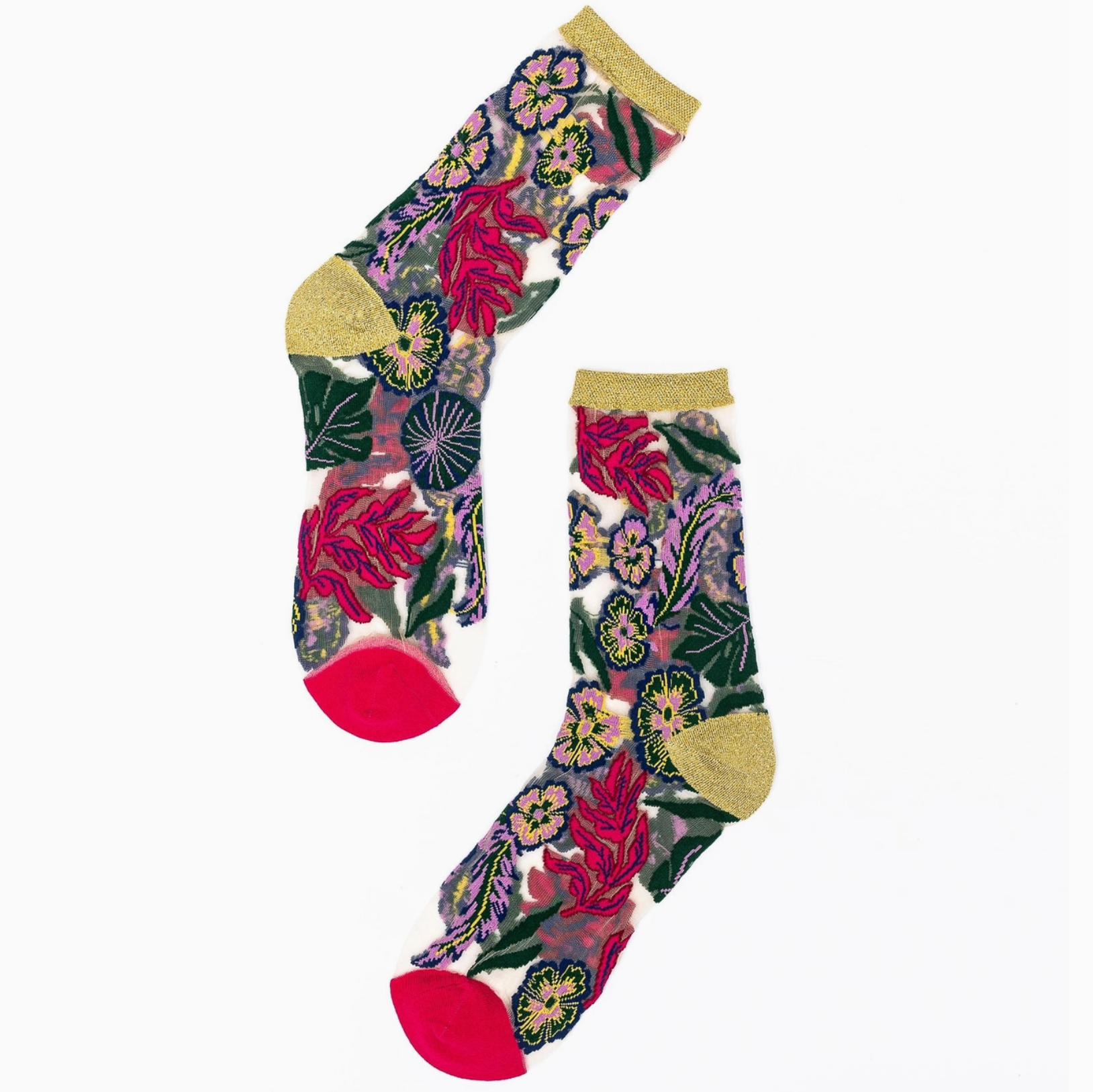Festive Floral Sheer Crew Sock