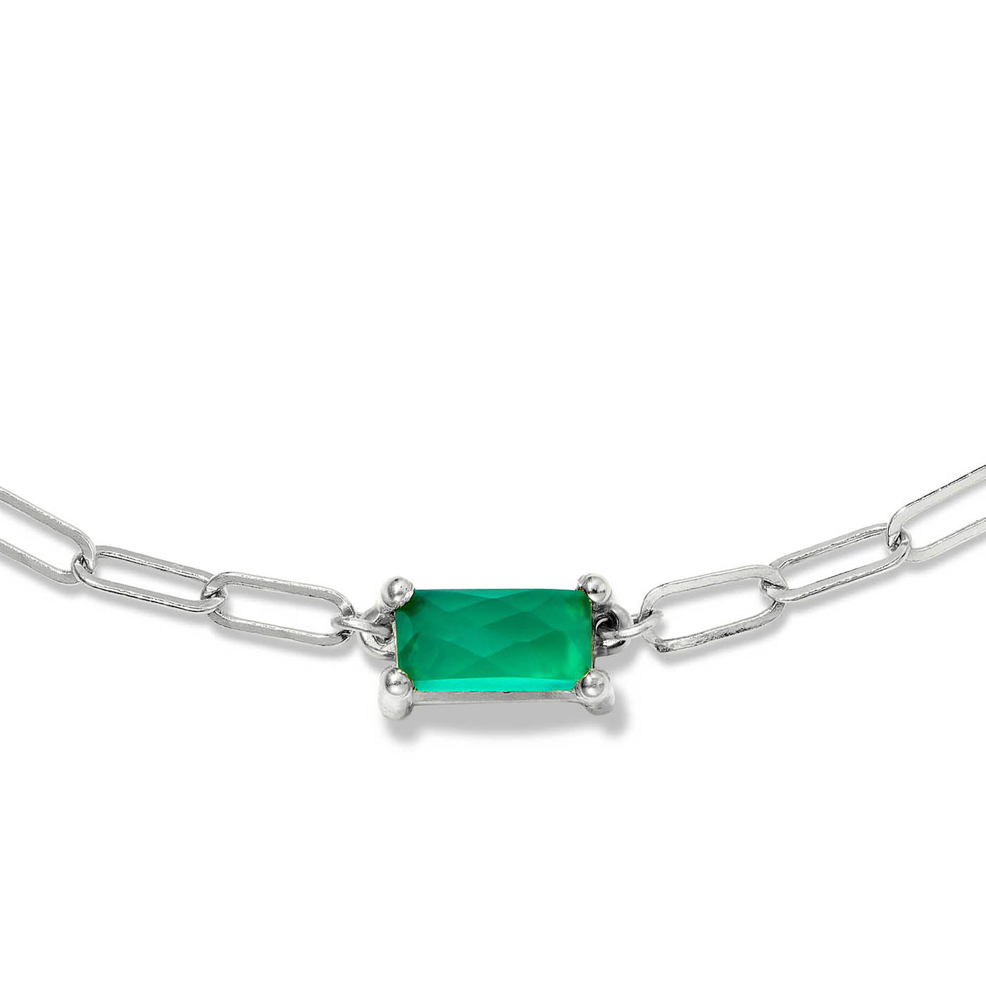 Green Onyx Paperclip Chain Necklace