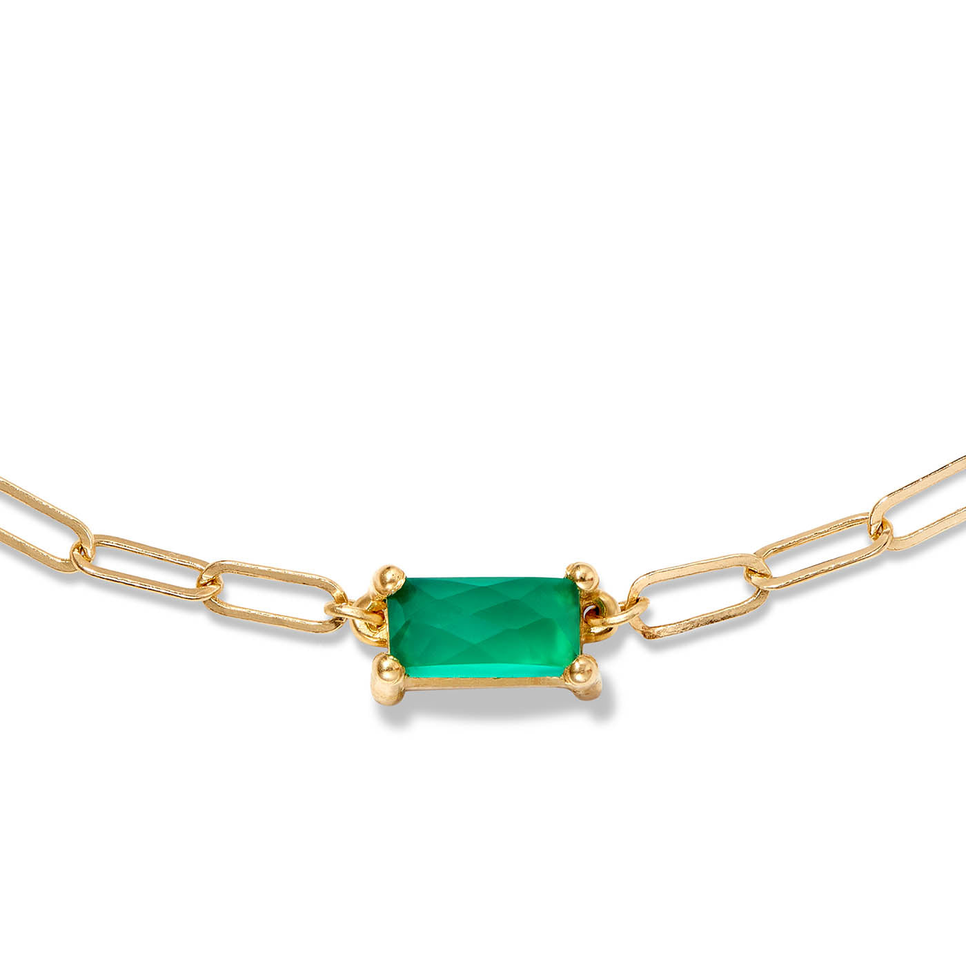 Green Onyx Paperclip Chain Necklace