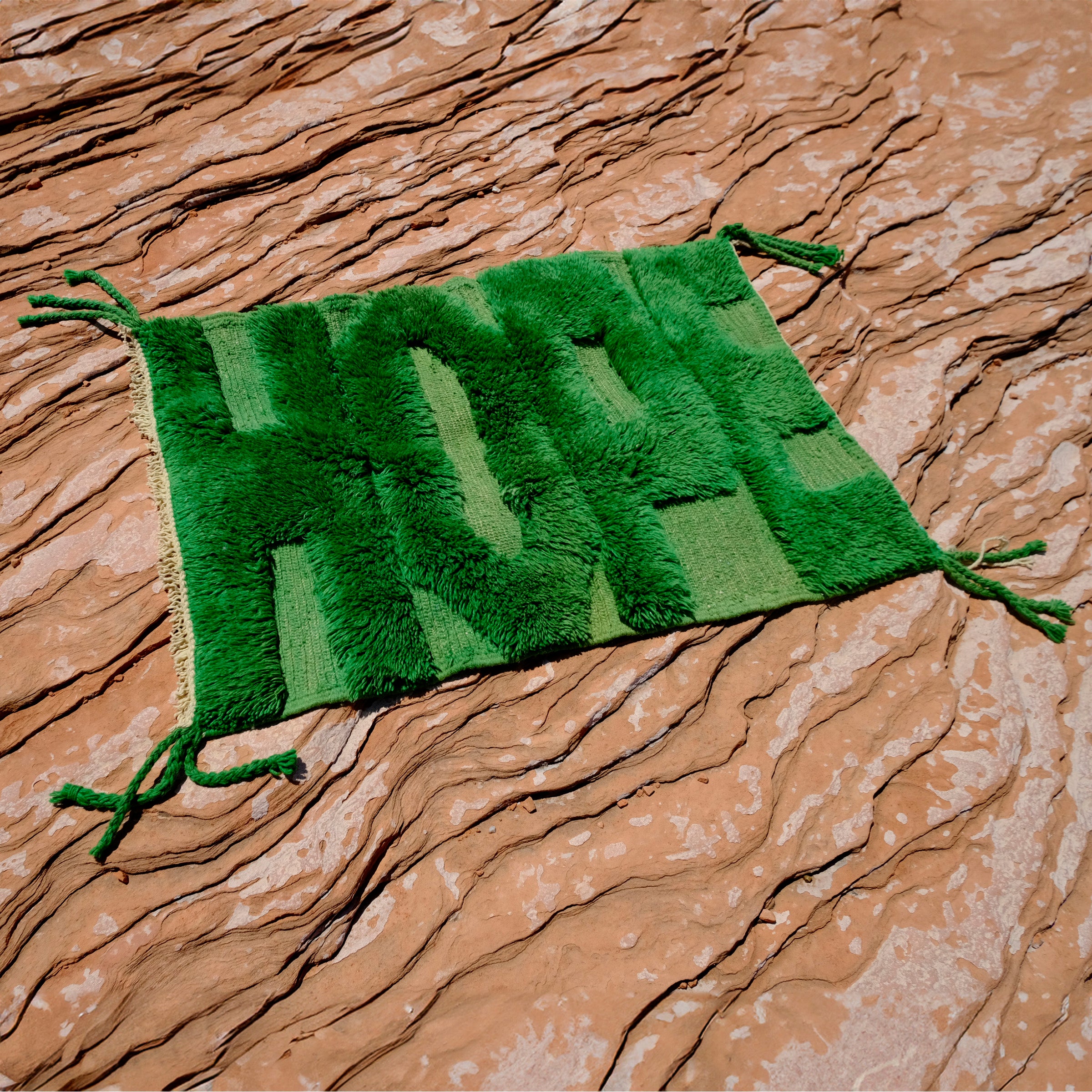 Emerald Fuzzed 'HOPE' Rug