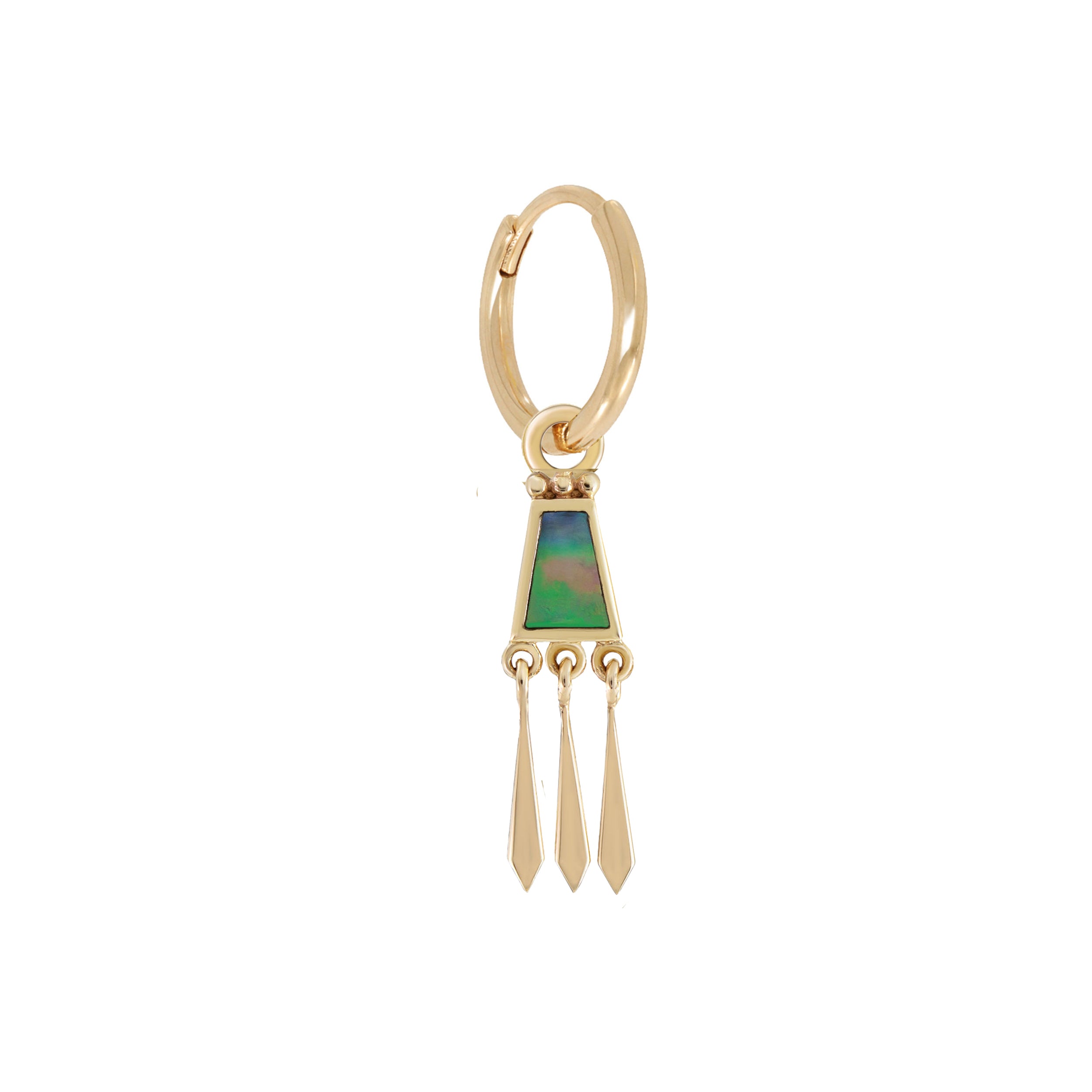 Abalone Tassel .3 Plaque Single Clicker Hoop Earring