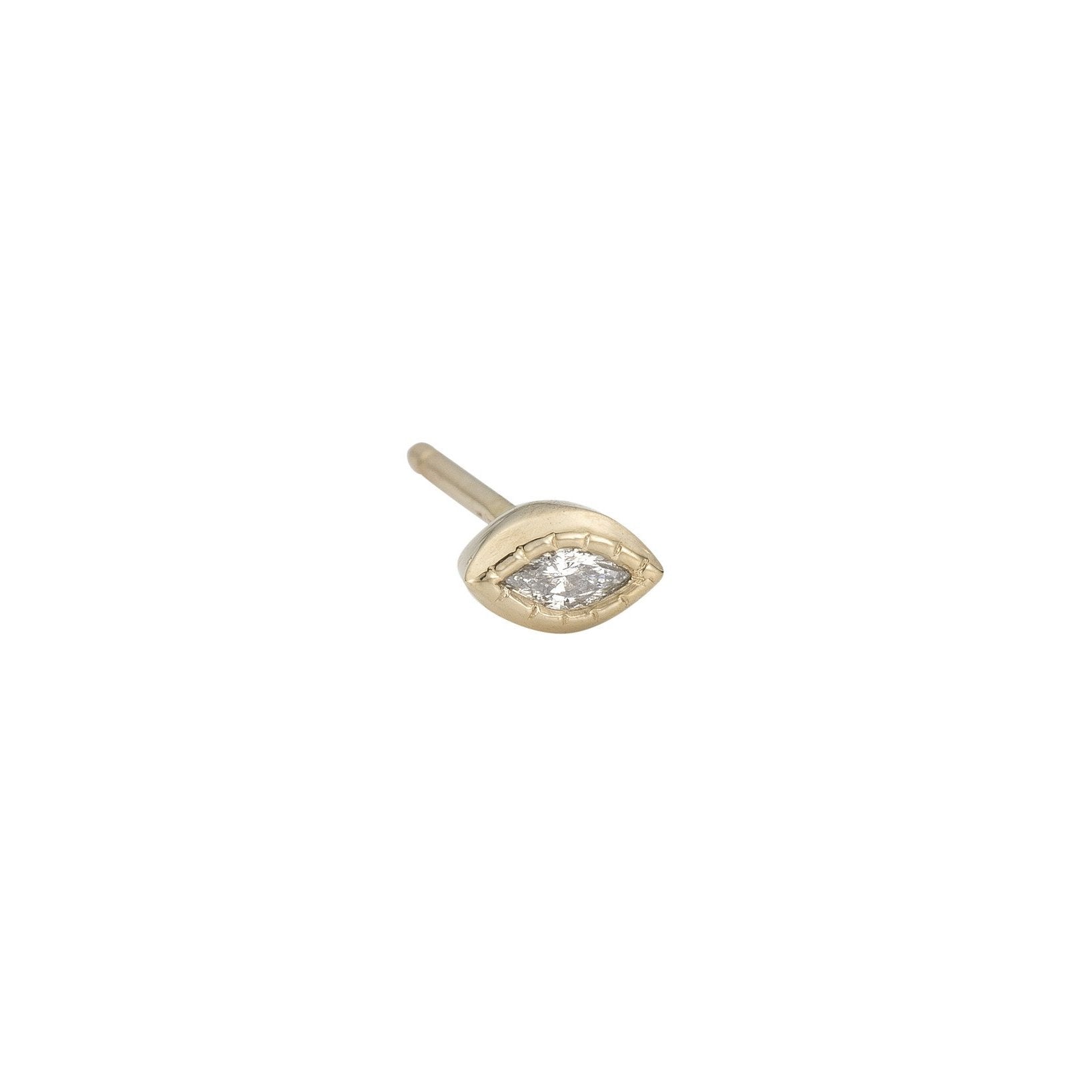 14K Yellow Gold Diamond Eye Stud Earring