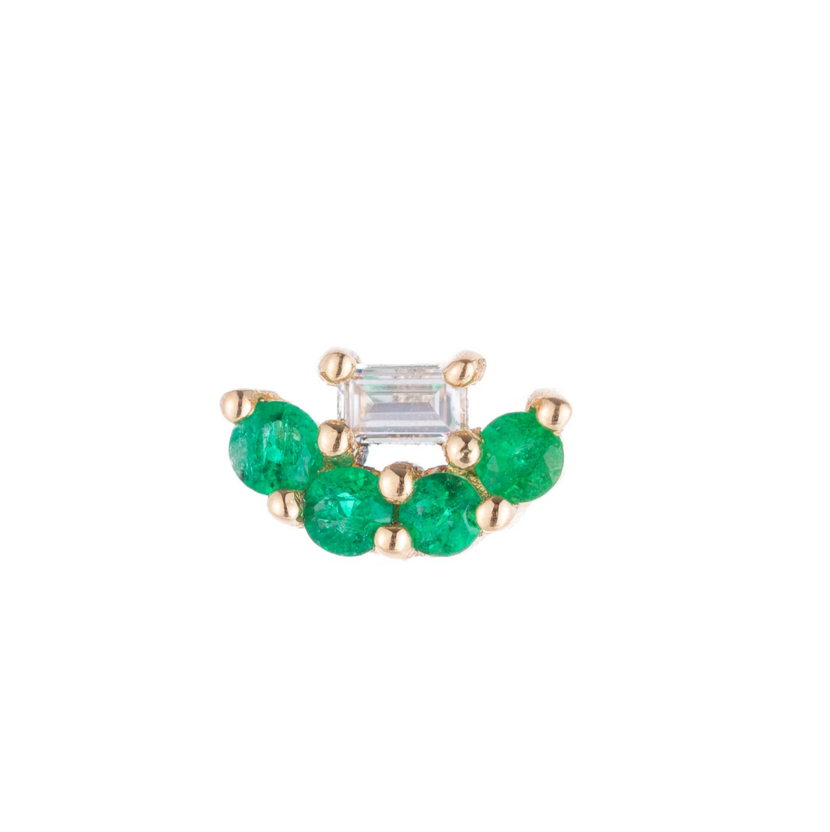 Lizzie Mandler Baguette Emerald Mini Stud ピアス Mini Baguette Emerald Lace Single Stud Earring | Brave Daughters