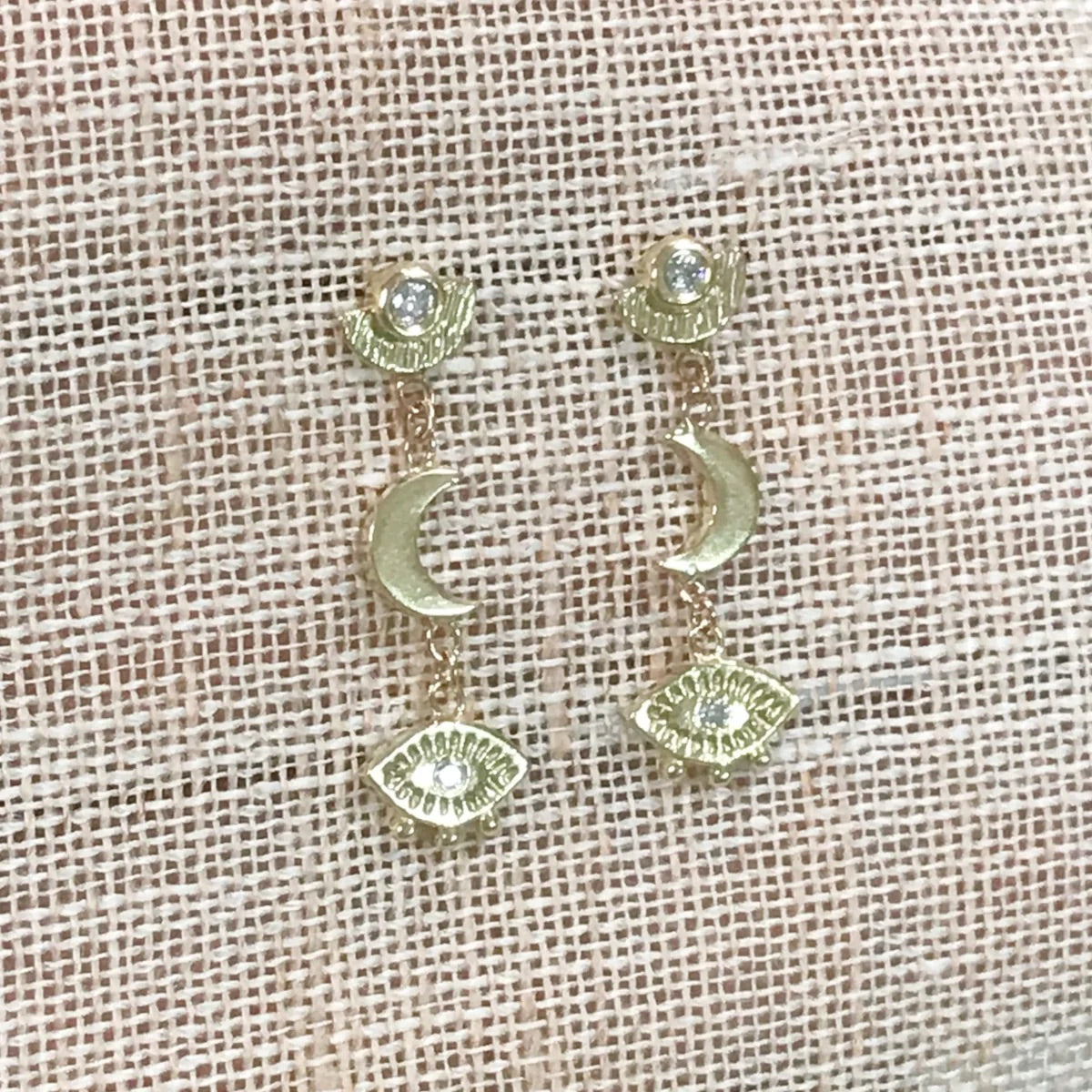 Sunshine Moon Diamond Eye Stud Earrings