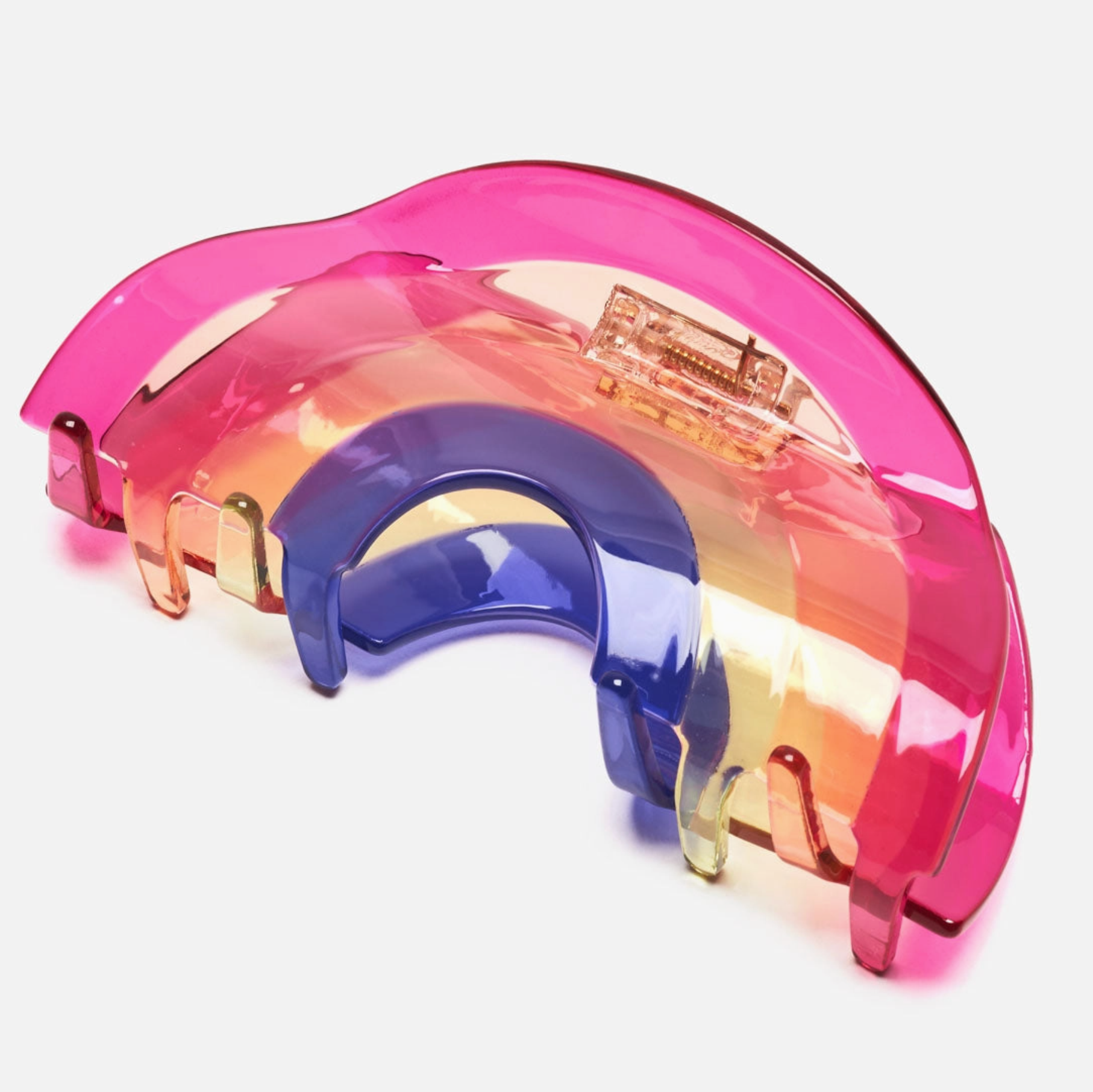 Rainbow Jelly XL Claw hair accessory, vibrant jelly-like colors, handmade from cellulose acetate, approximately 4.5 inches, stylish and unique design by Brave Daughters.