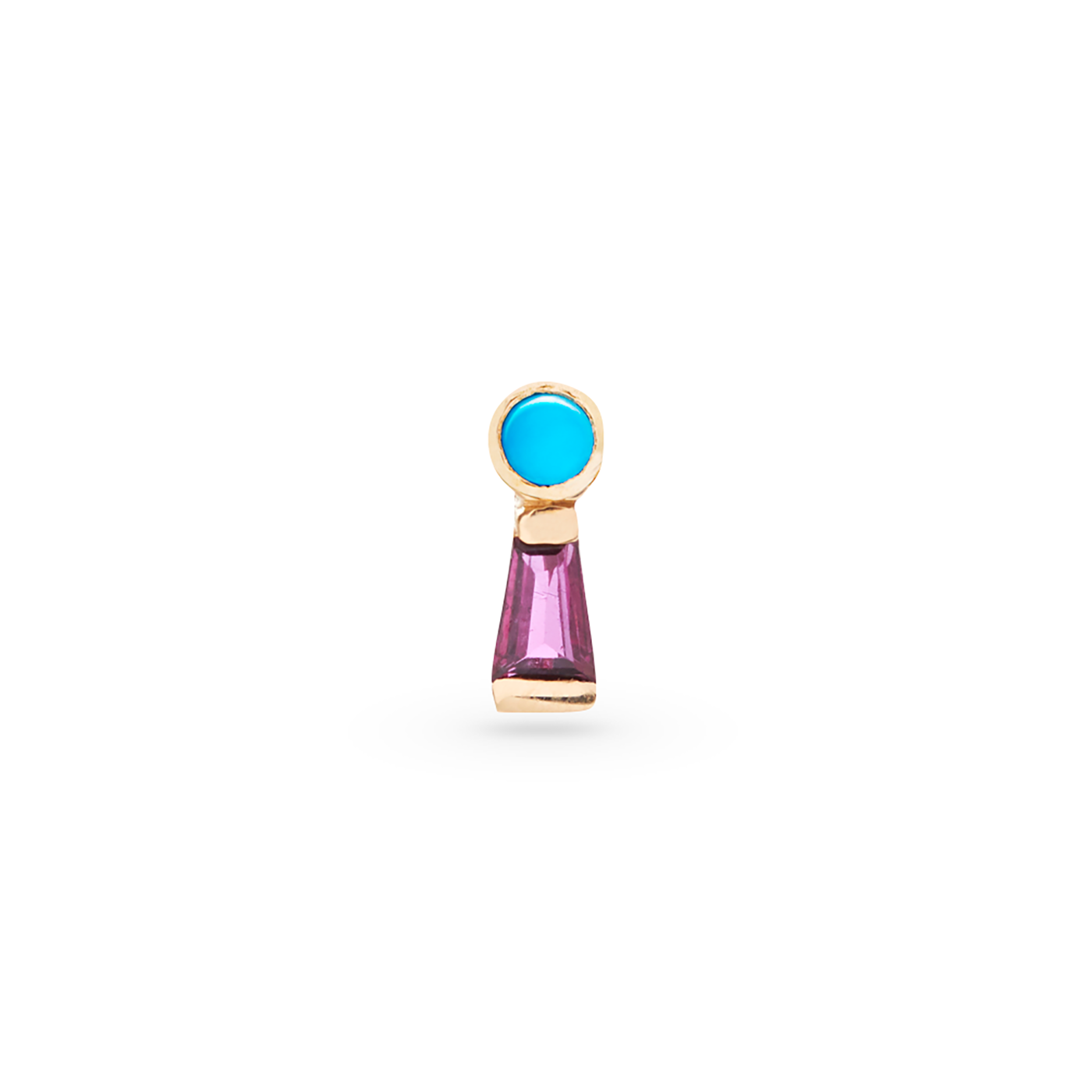 The Garnet Keyhole with Turquoise Single Stud Earring