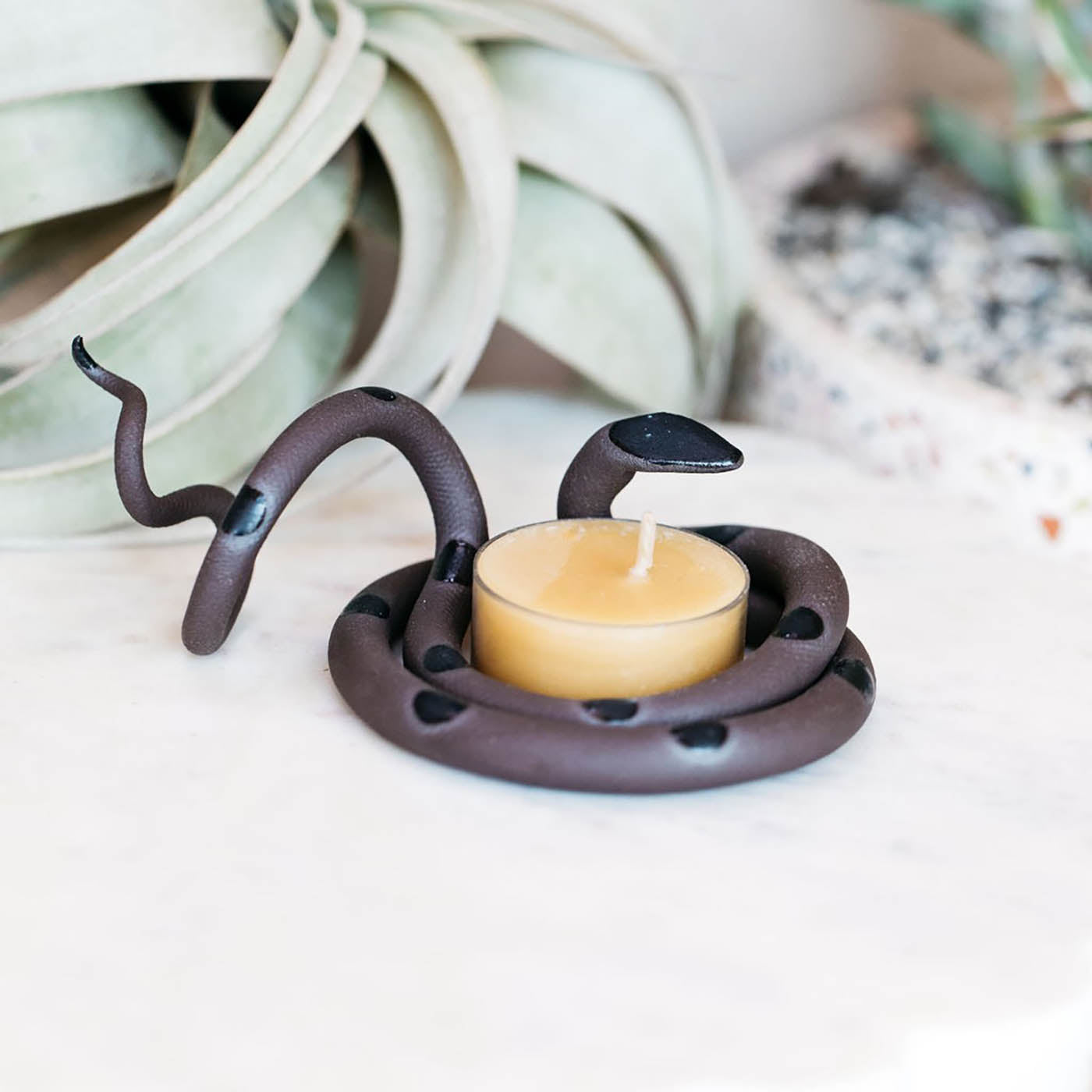 Saul the Ceramic Tabletop Tealight Snake