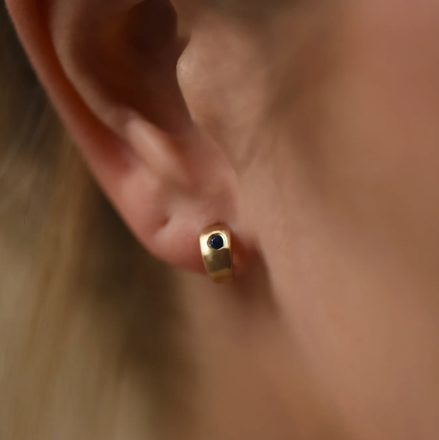 Sapphire Chunky Huggie Hoops