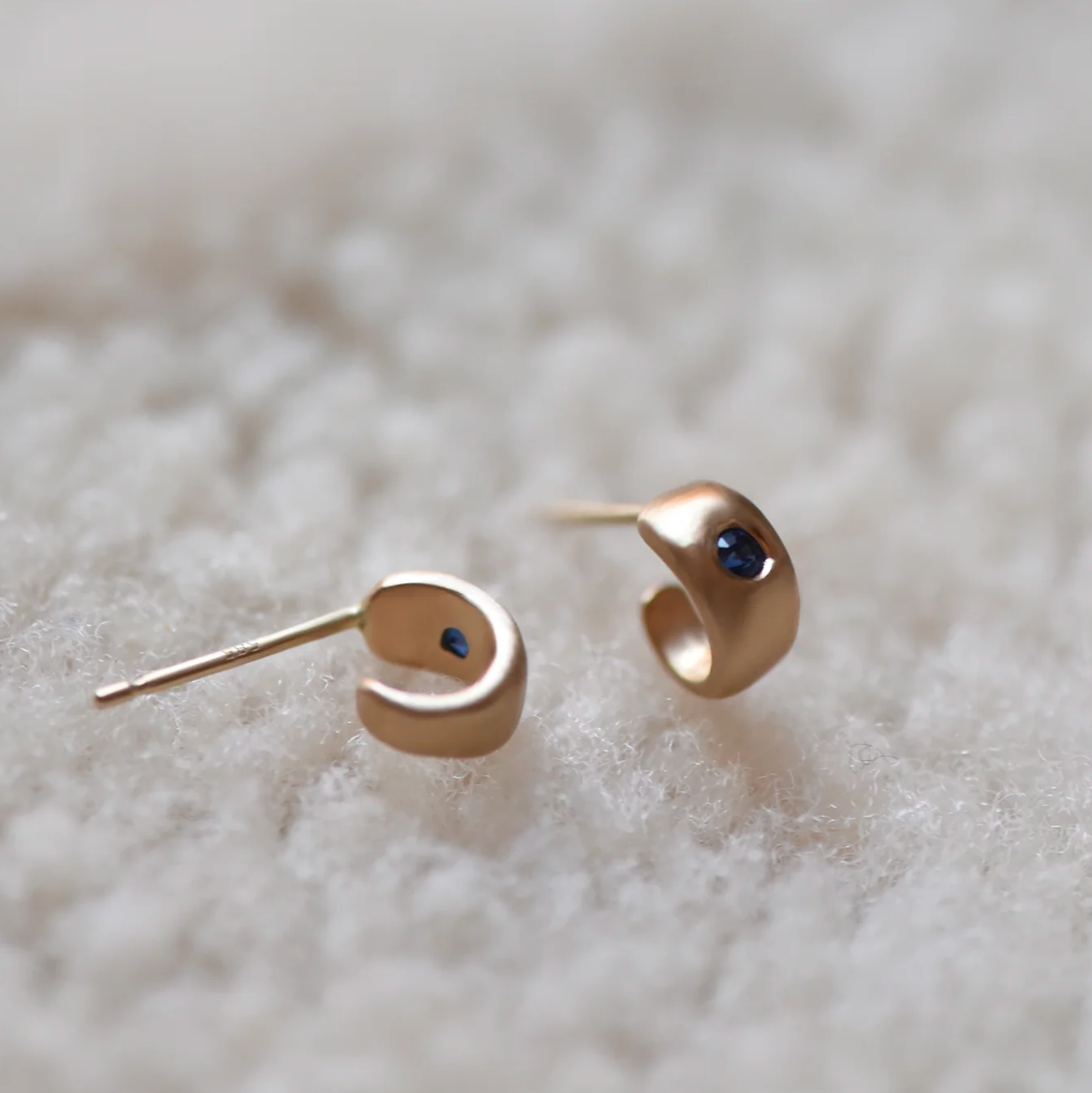 Sapphire Chunky Huggie Hoops