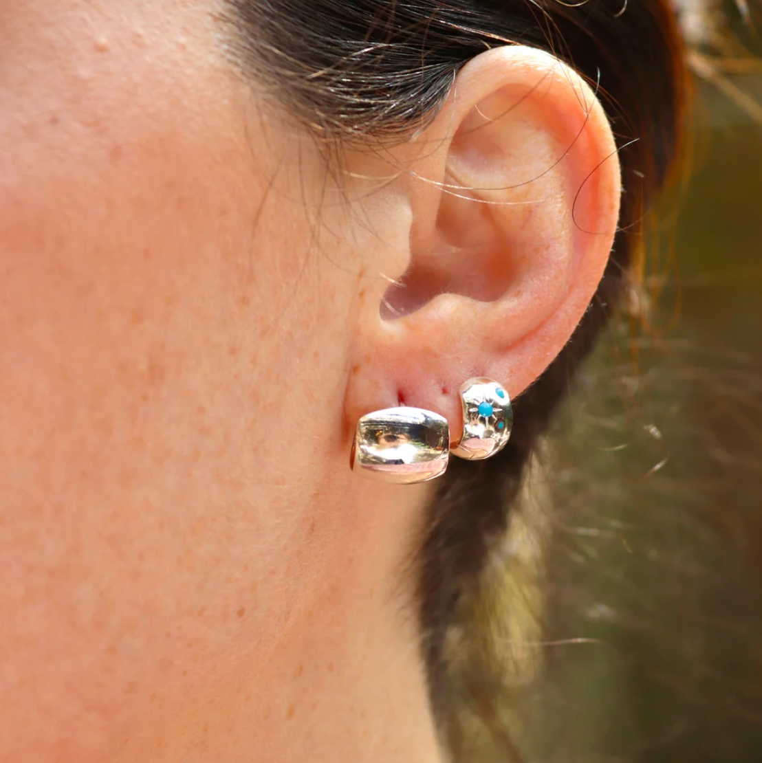 Bold Barrel Hinge Hoop in Sterling Silver