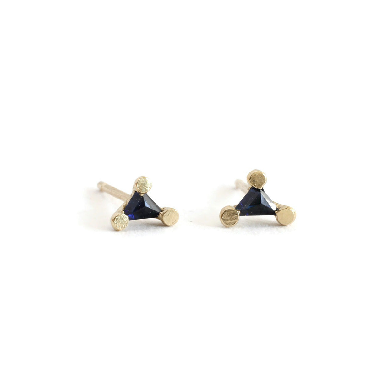 Triangle Sapphire Dot Prong Studs
