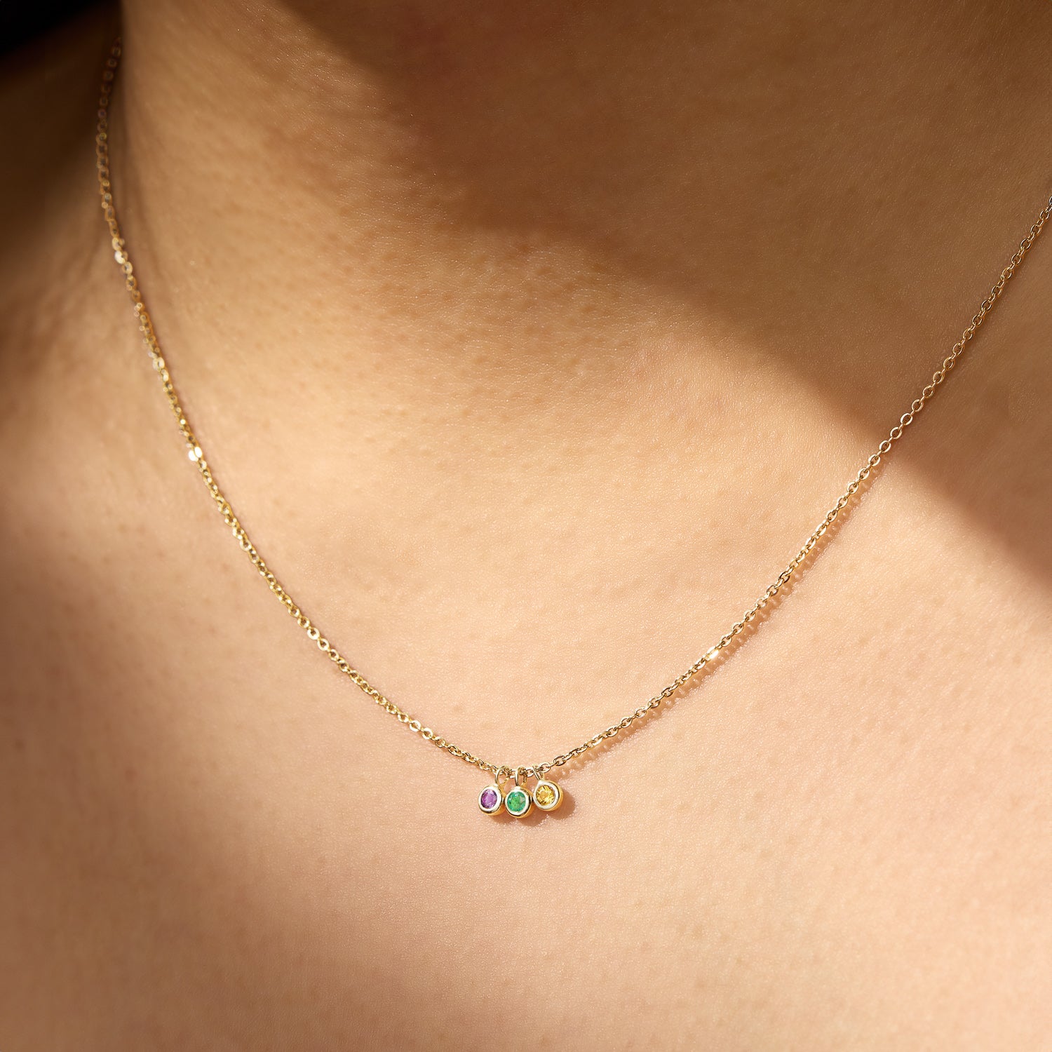 Triple Birthstone Necklace