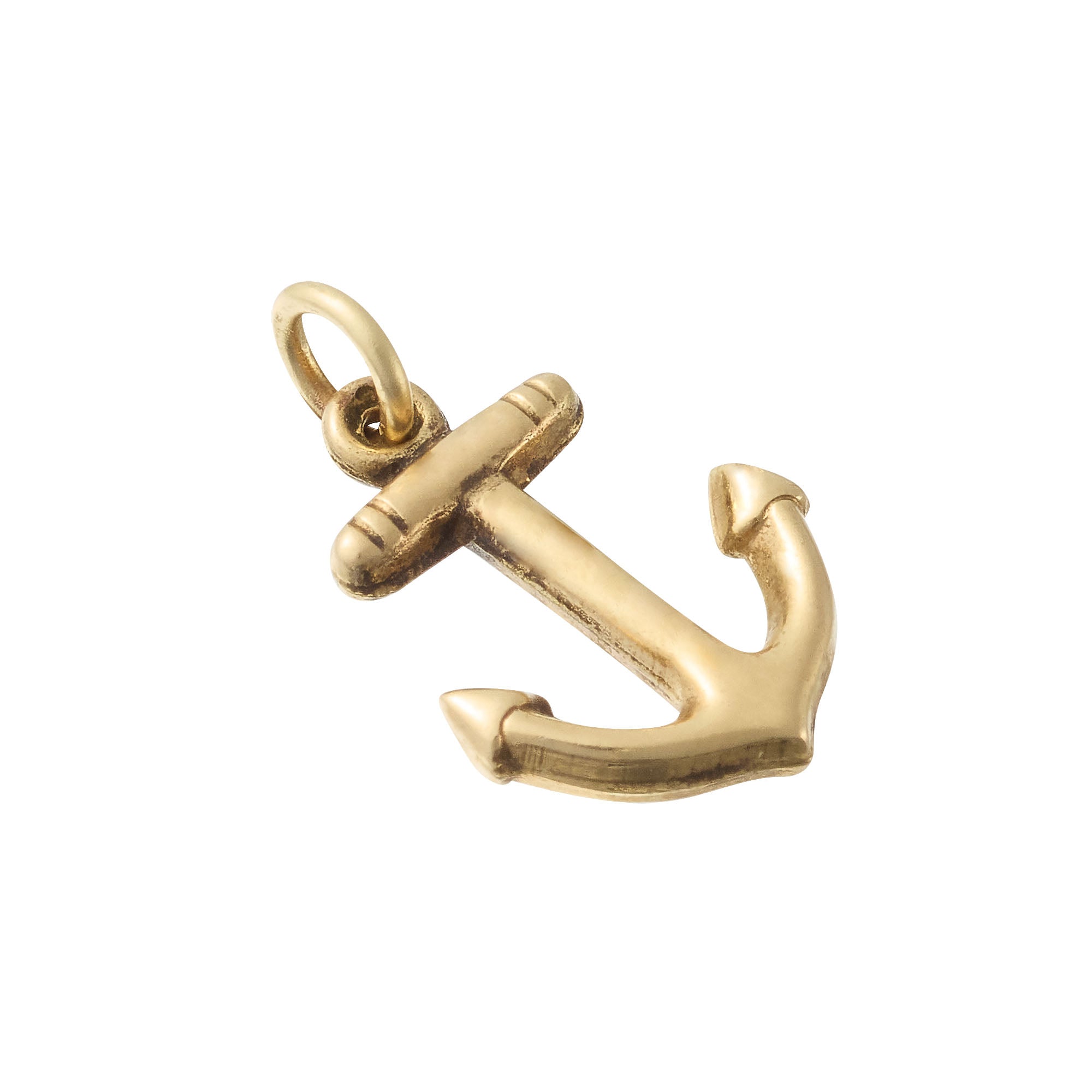 Vintage 14k gold anchor charm with nautical design, perfect for personalized bracelets or necklaces – timeless maritime jewelry accessory.